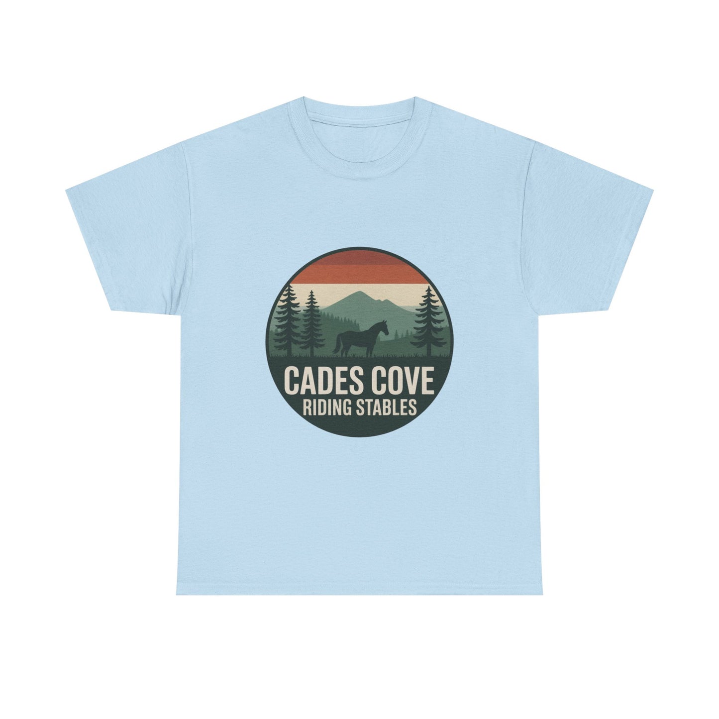 Cades Cove Riding Stables Horse Mountain T-Shirt – Adult Smoky Mountains Nature Tee