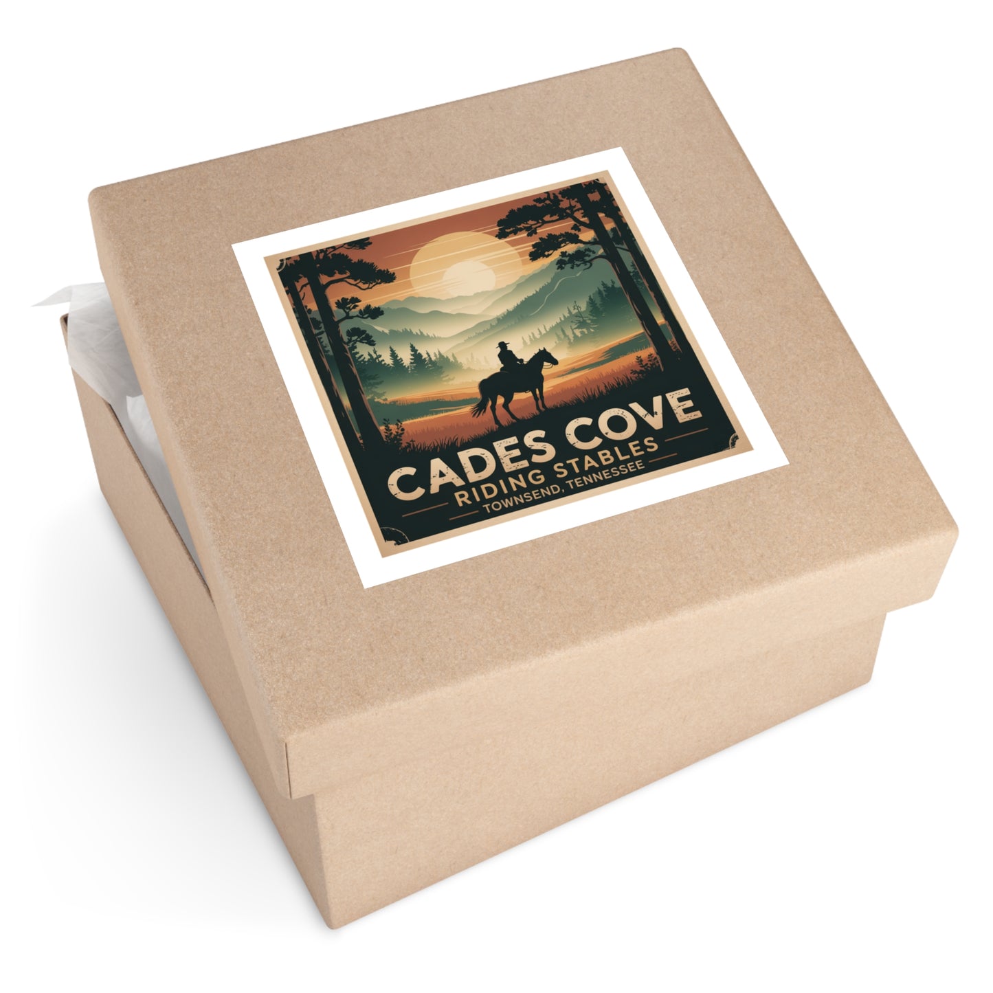 Cades Cove Riding Stables Sunset Sticker – Townsend Tennessee Smoky Mountains Souvenir Decal