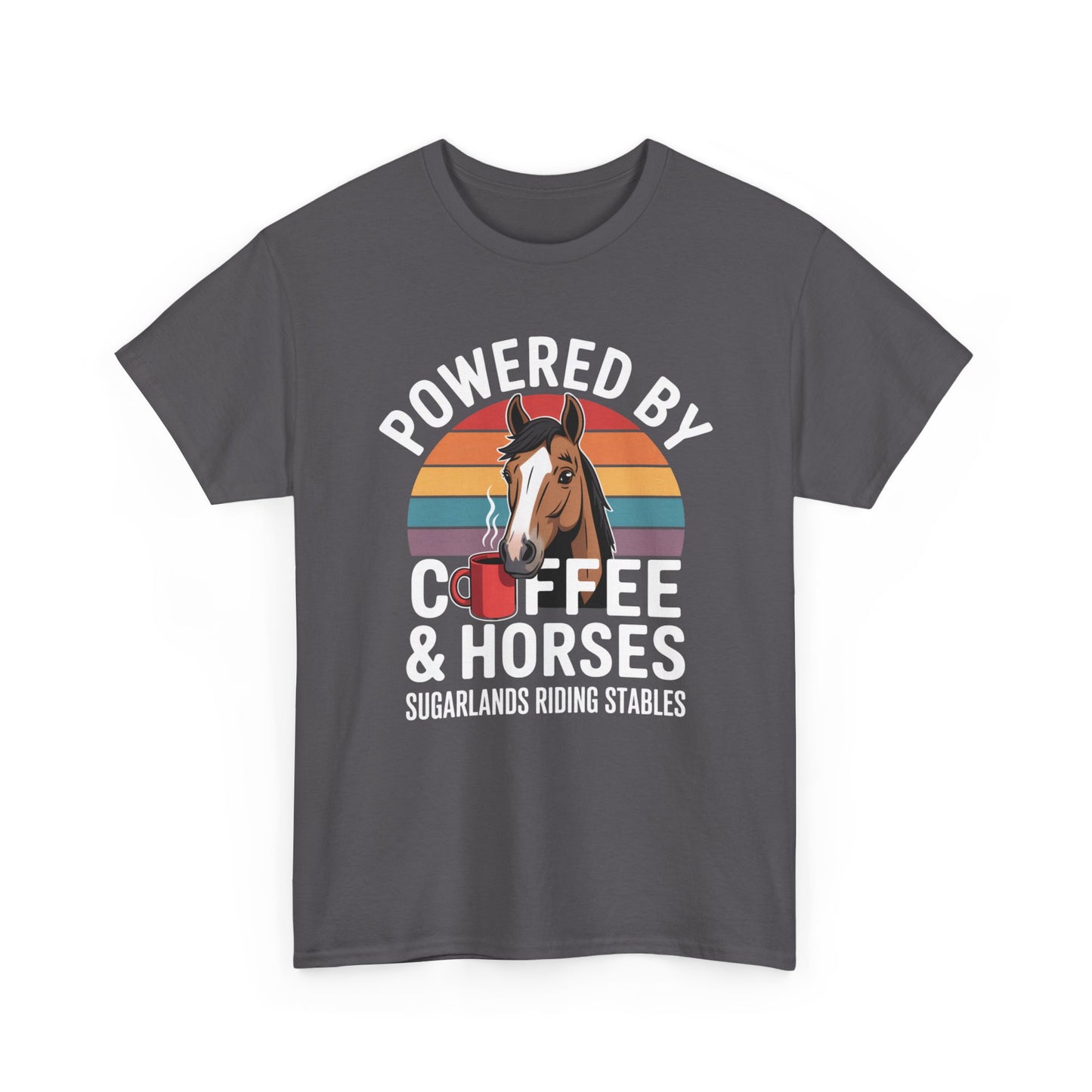 Powered by Coffee & Horses T-Shirt — Horse Mom Equestrian Riding Tee