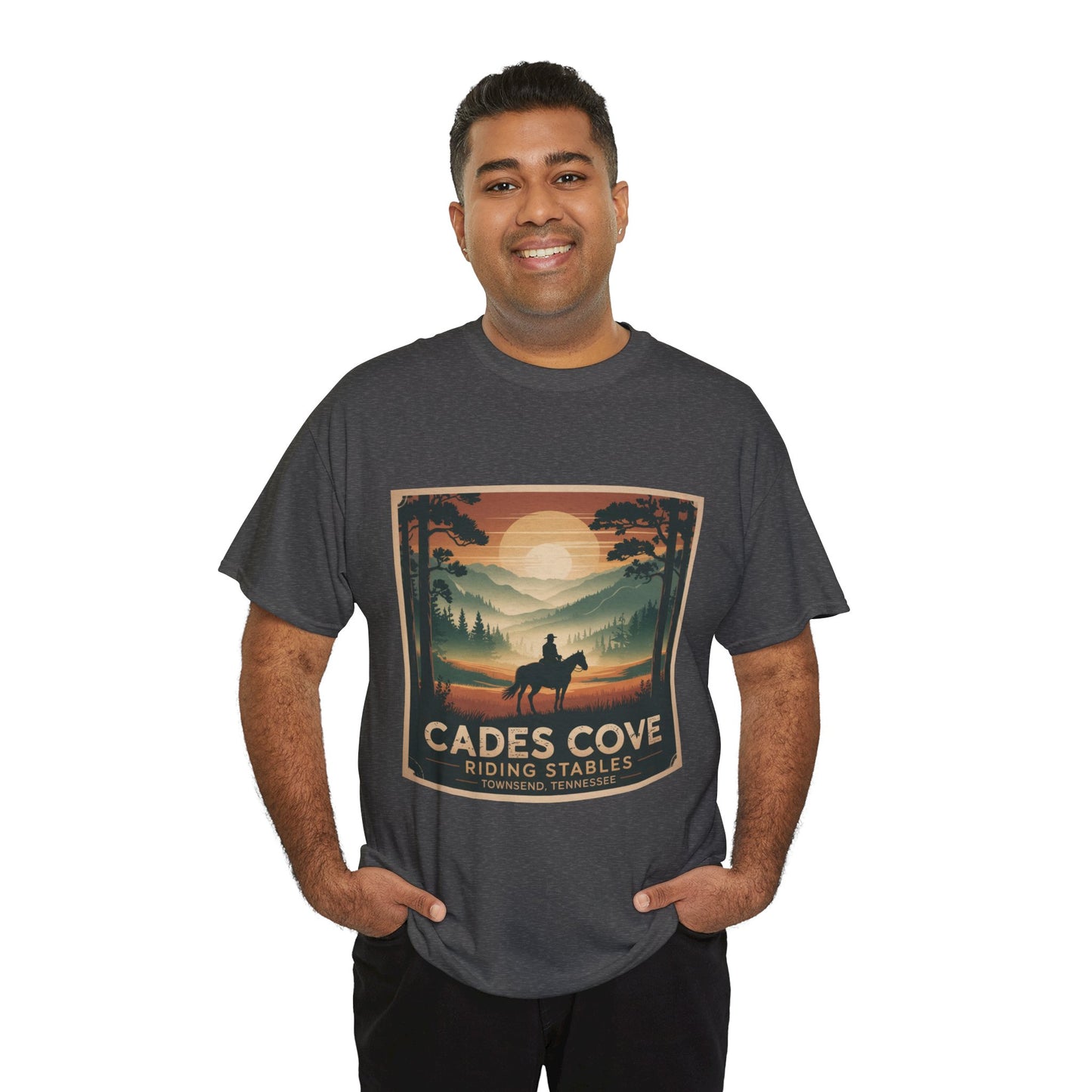 Cades Cove Riding Stables Sunset T-Shirt – Townsend Tennessee Smoky Mountains Horseback Tee