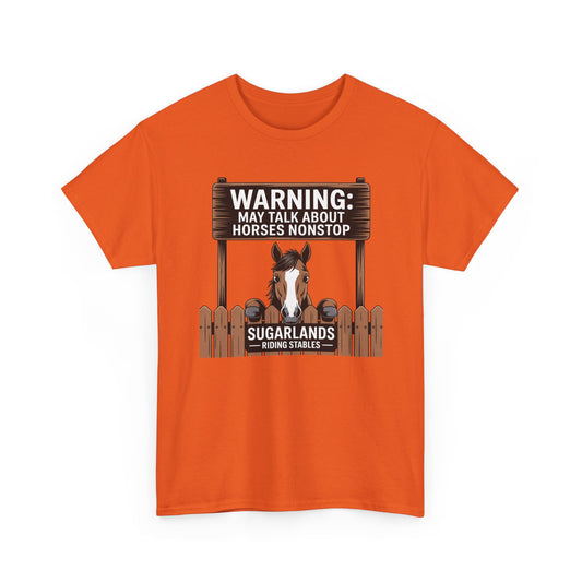 Horse Lover T‑Shirt — "Warning: May Talk About Horses Nonstop" Graphic Tee