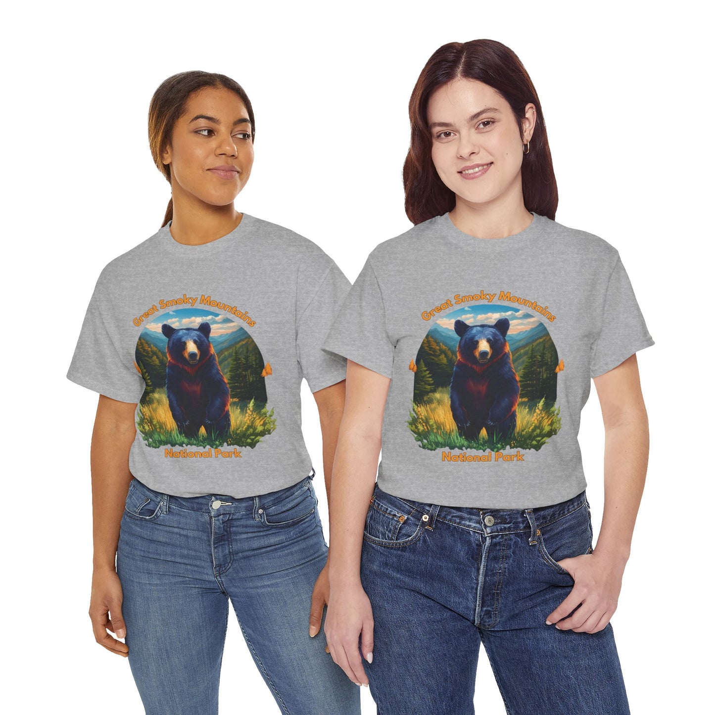 Great Smoky Mountains National Park Standing Black Bear Unisex Heavy Cotton Tee