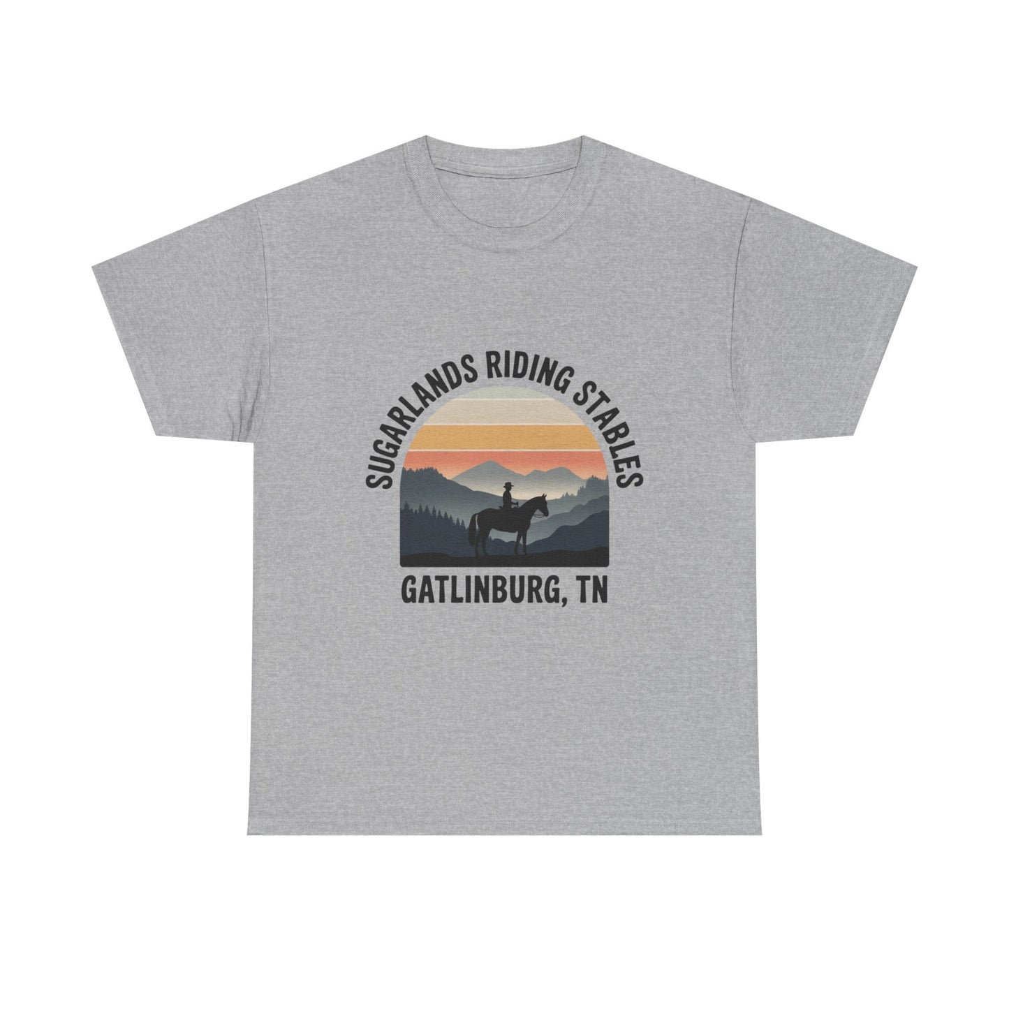 Sugarlands Riding Stables T-Shirt – Gatlinburg Tennessee Sunset Horizon Smoky Mountains Tee