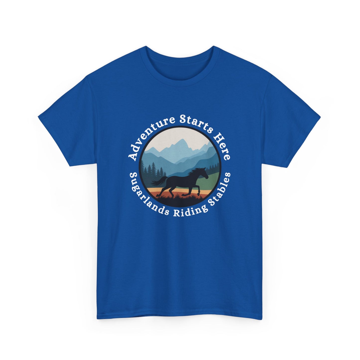 Adventure Starts Here Horse Riding Tee — Scenic Mountain Trail Shirt