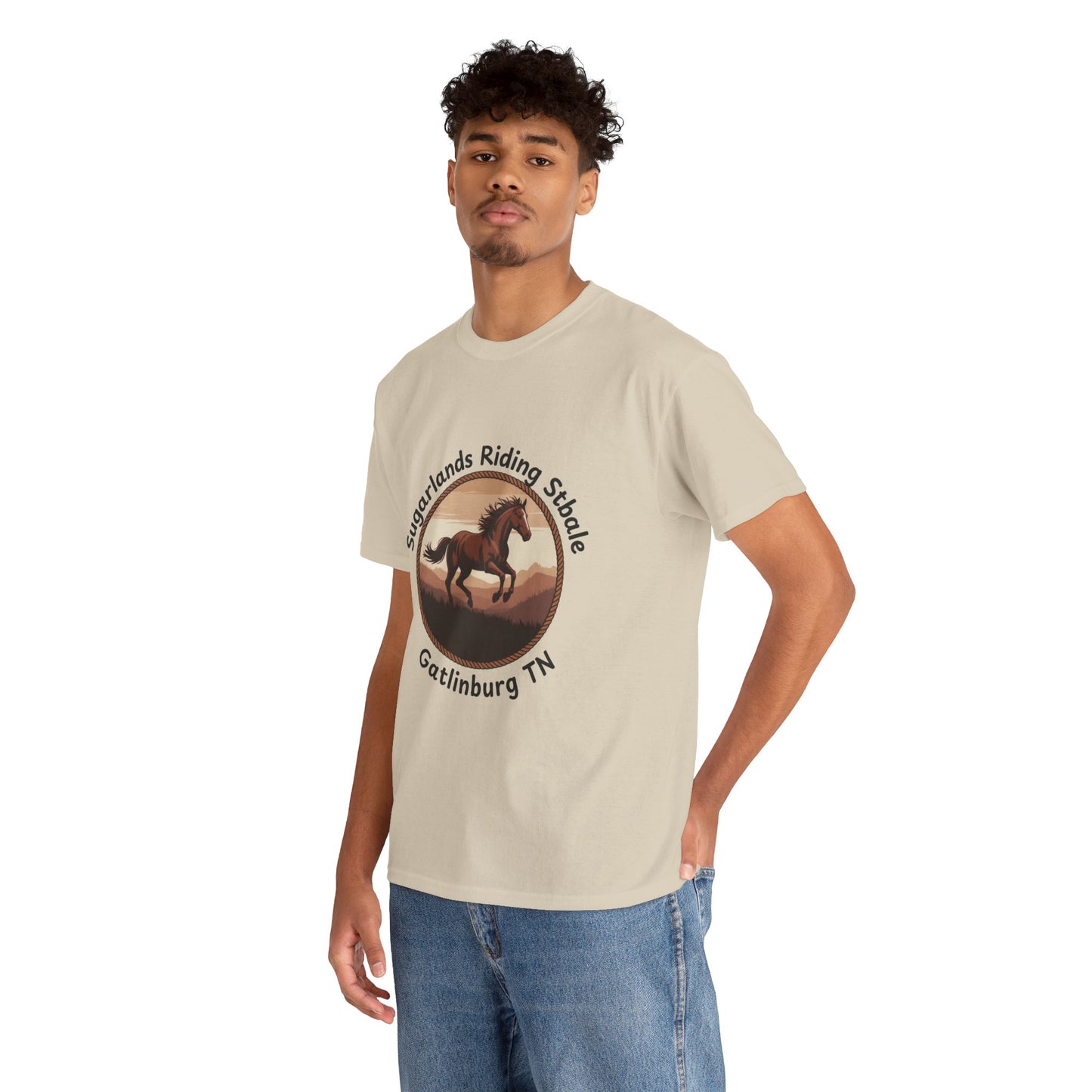 Running Horse T-Shirt – Sugarlands Riding Stables Gatlinburg Tennessee Western Sunset Tee