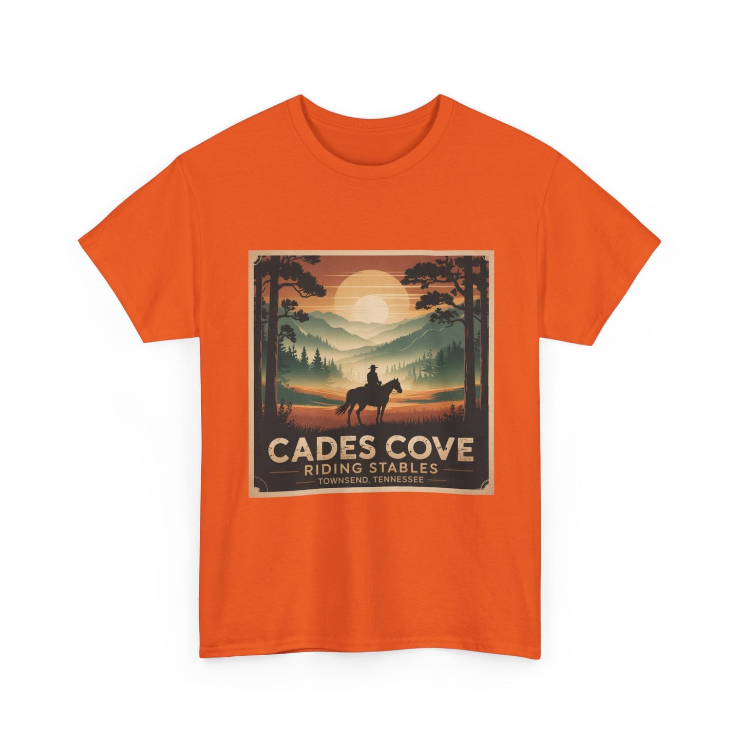 Cades Cove Riding Stables Sunset T-Shirt – Townsend Tennessee Smoky Mountains Horseback Tee