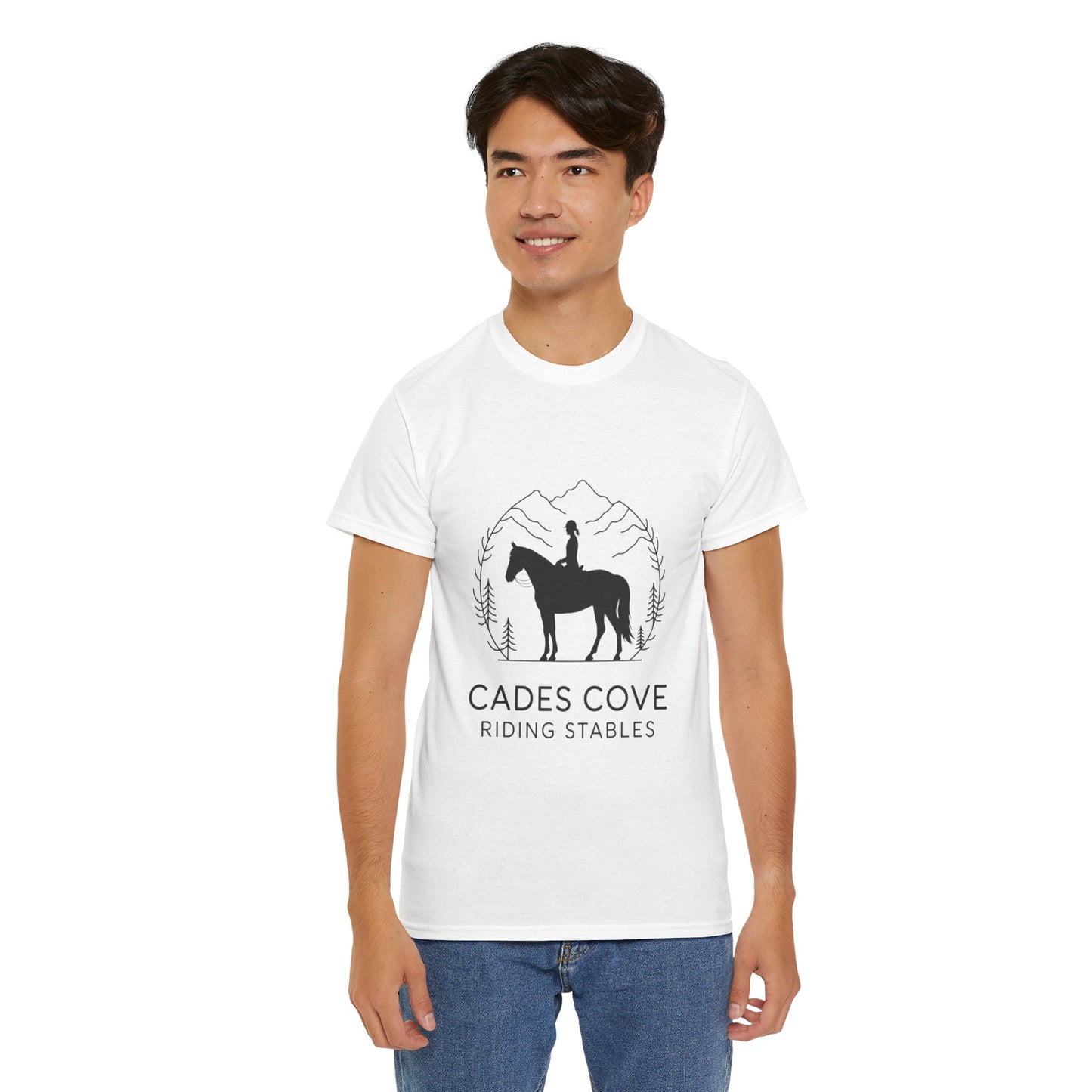 Cades Cove Riding Stables Minimalist T-Shirt – Smoky Mountains Horseback Silhouette Tee