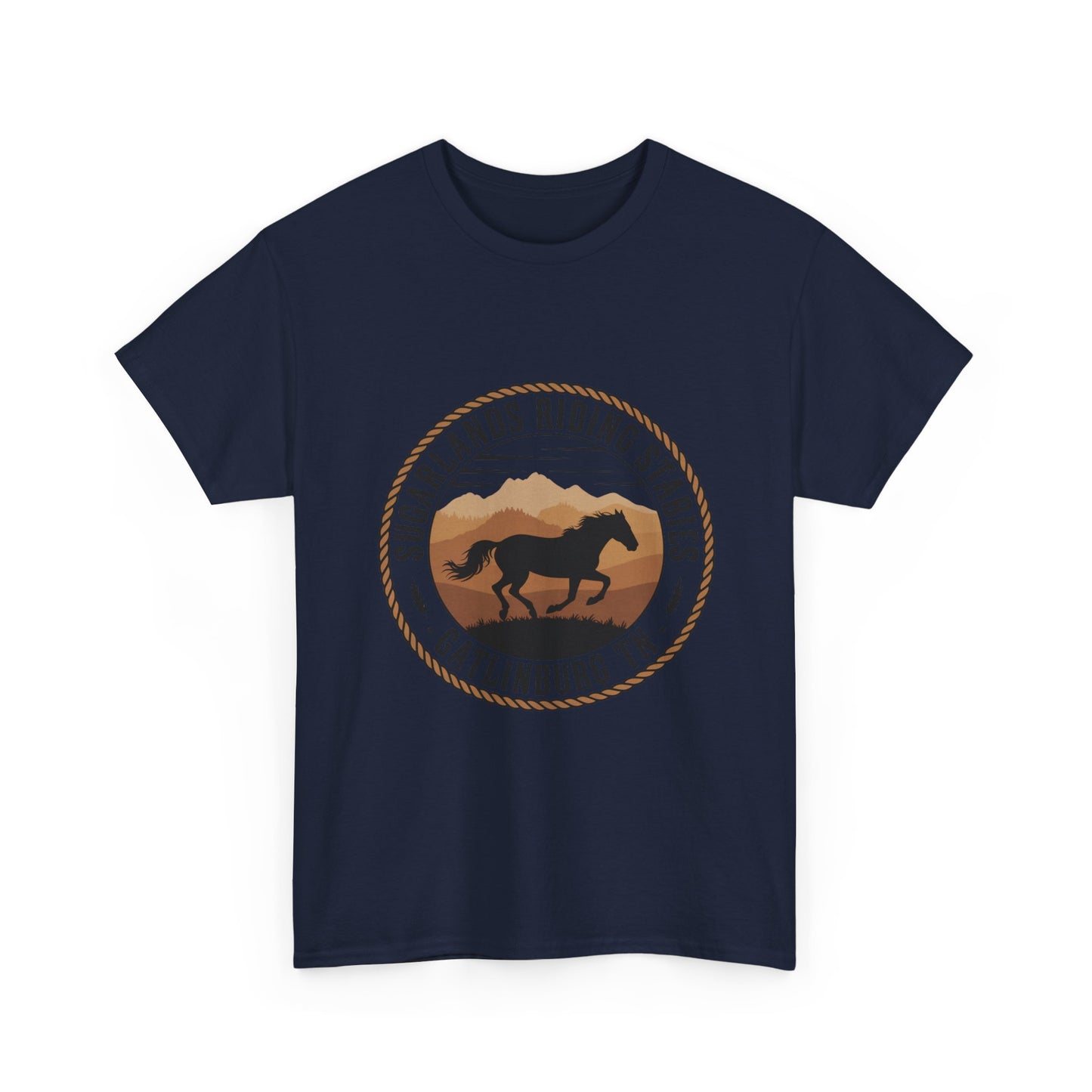 Sugarlands Riding Stables T-Shirt – Gatlinburg Tennessee Running Horse Western Emblem Tee