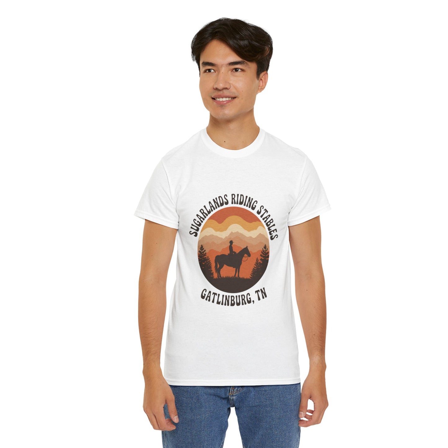 Sugarlands Riding Stables T-Shirt – Gatlinburg Tennessee Sunset Smoky Mountains Tee