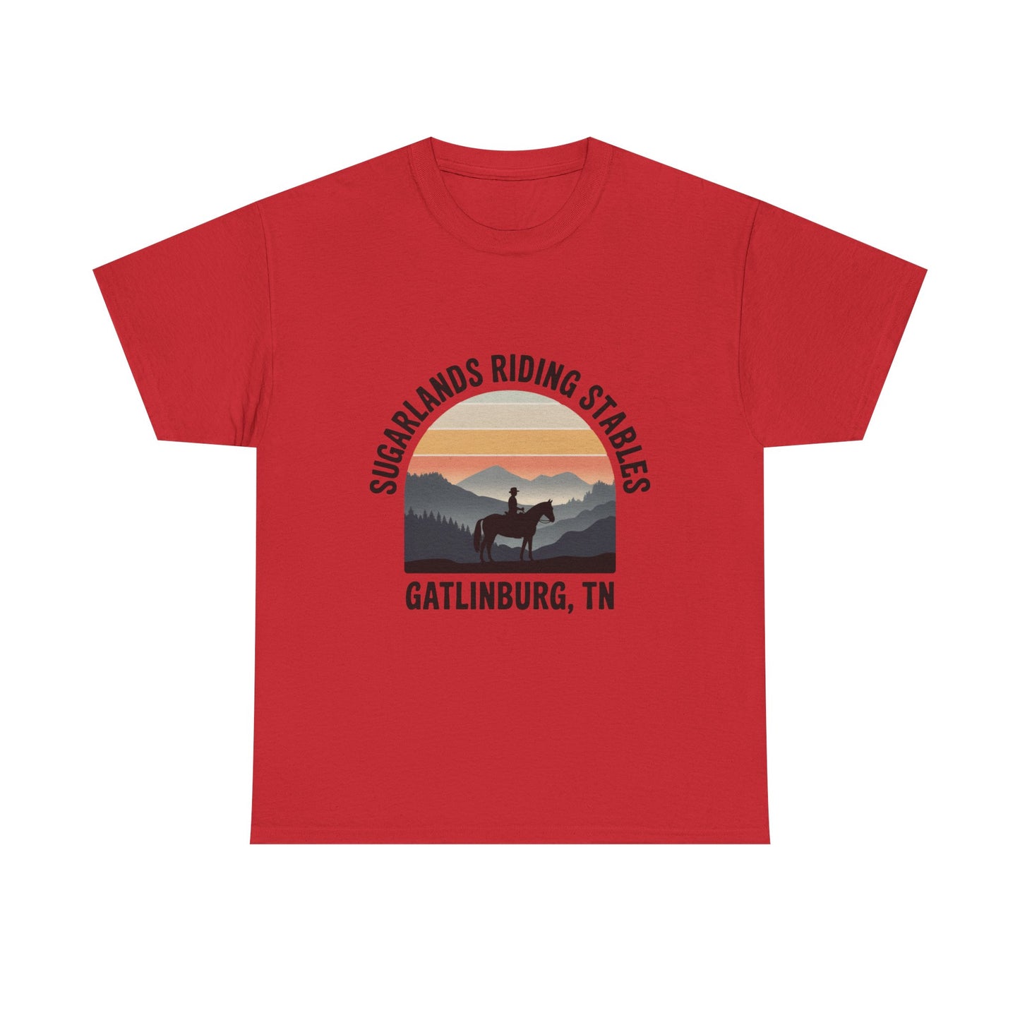 Sugarlands Riding Stables T-Shirt – Gatlinburg Tennessee Sunset Horizon Smoky Mountains Tee