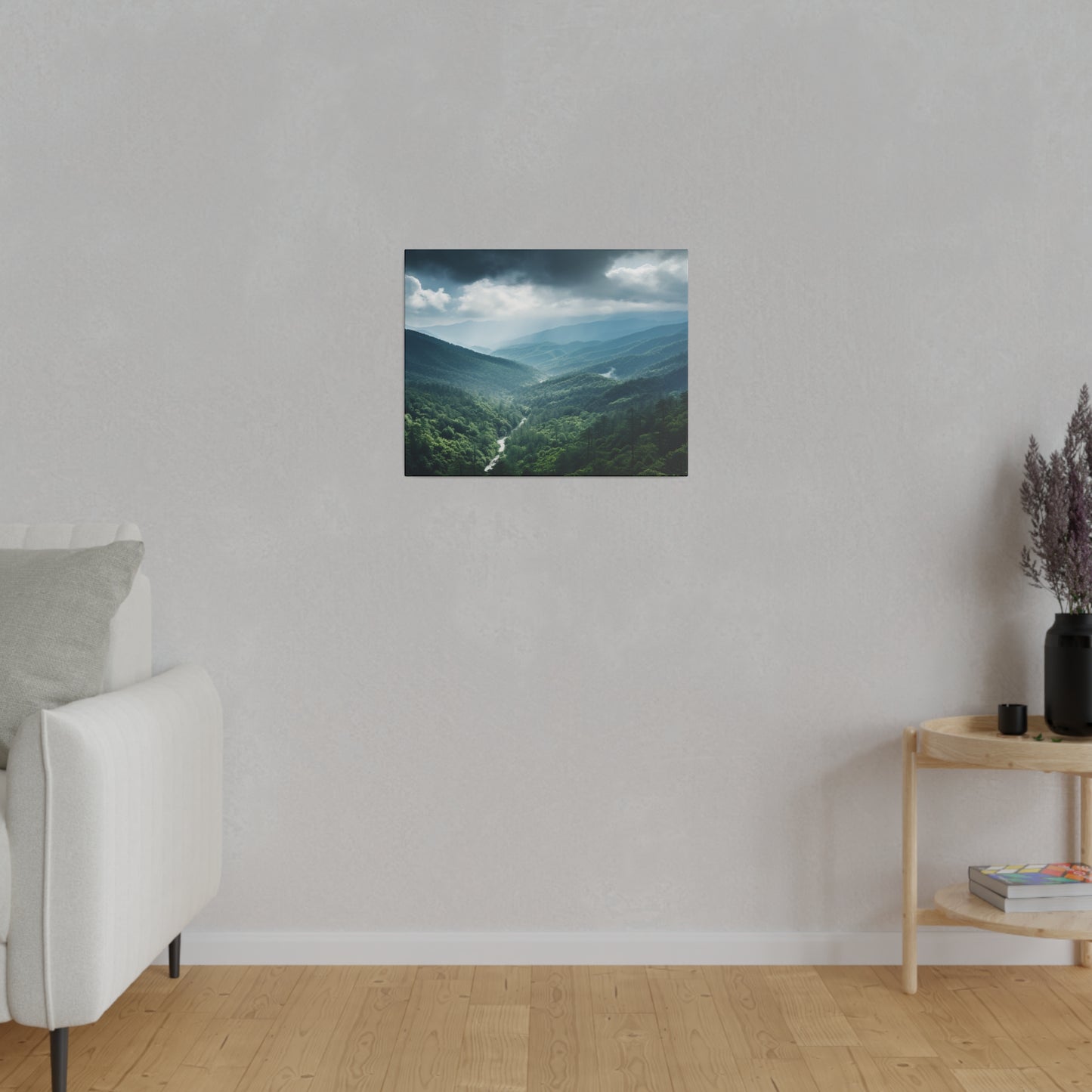 Great Smoky Mountains National Park Aerial View with Creek Matte Canvas, Stretched, 0.75"