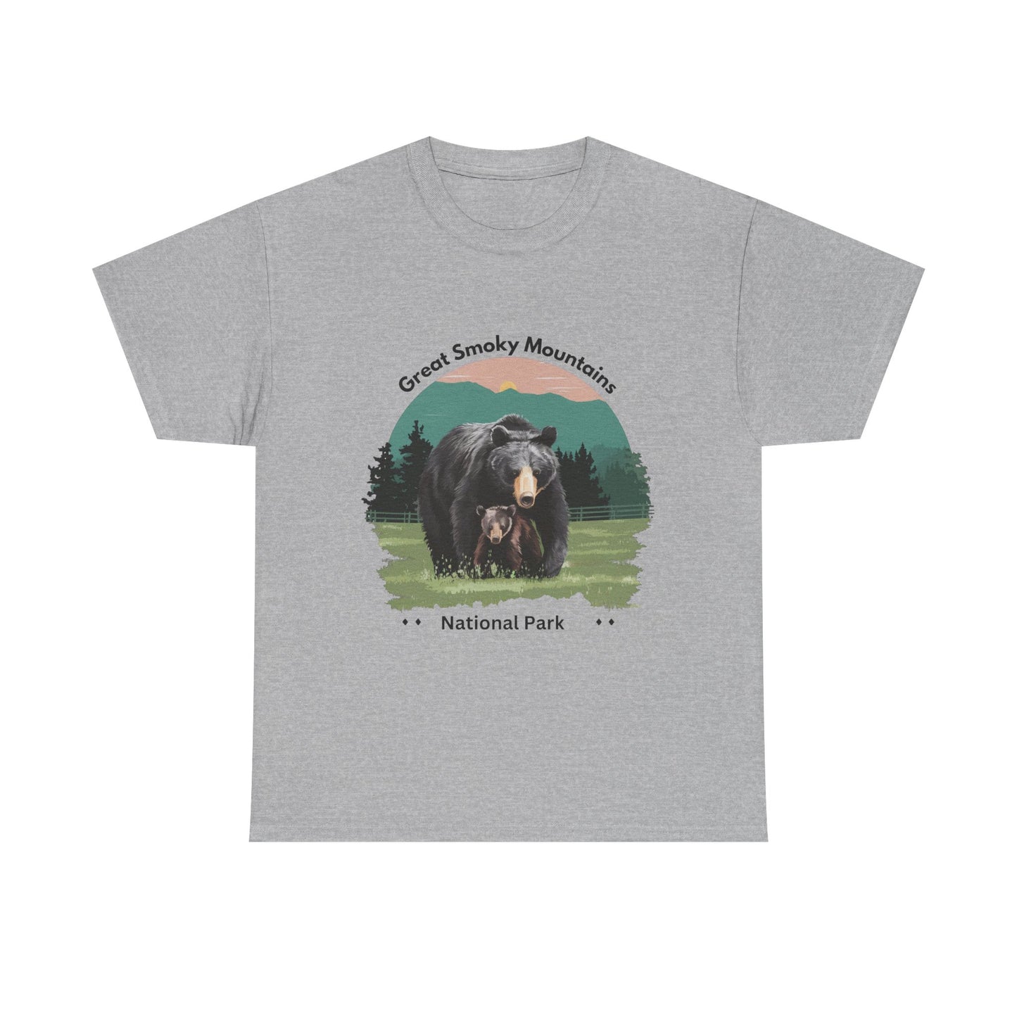 Great Smoky Mountains National Park Mama Bear and Cub Unisex Heavy Cotton Tee