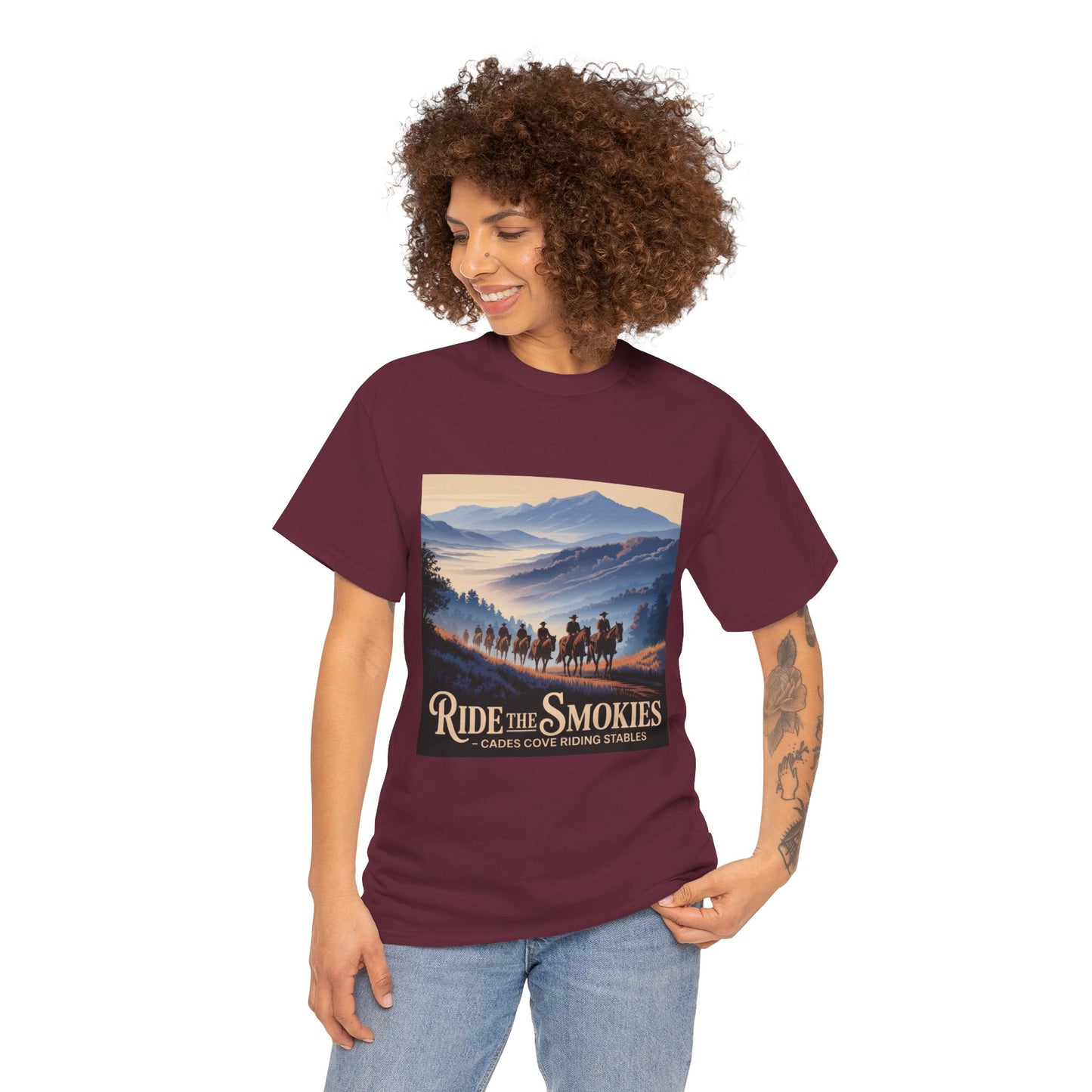 Ride the Smokies T-Shirt – Cades Cove Riding Stables Smoky Mountains Horseback Riding Tee
