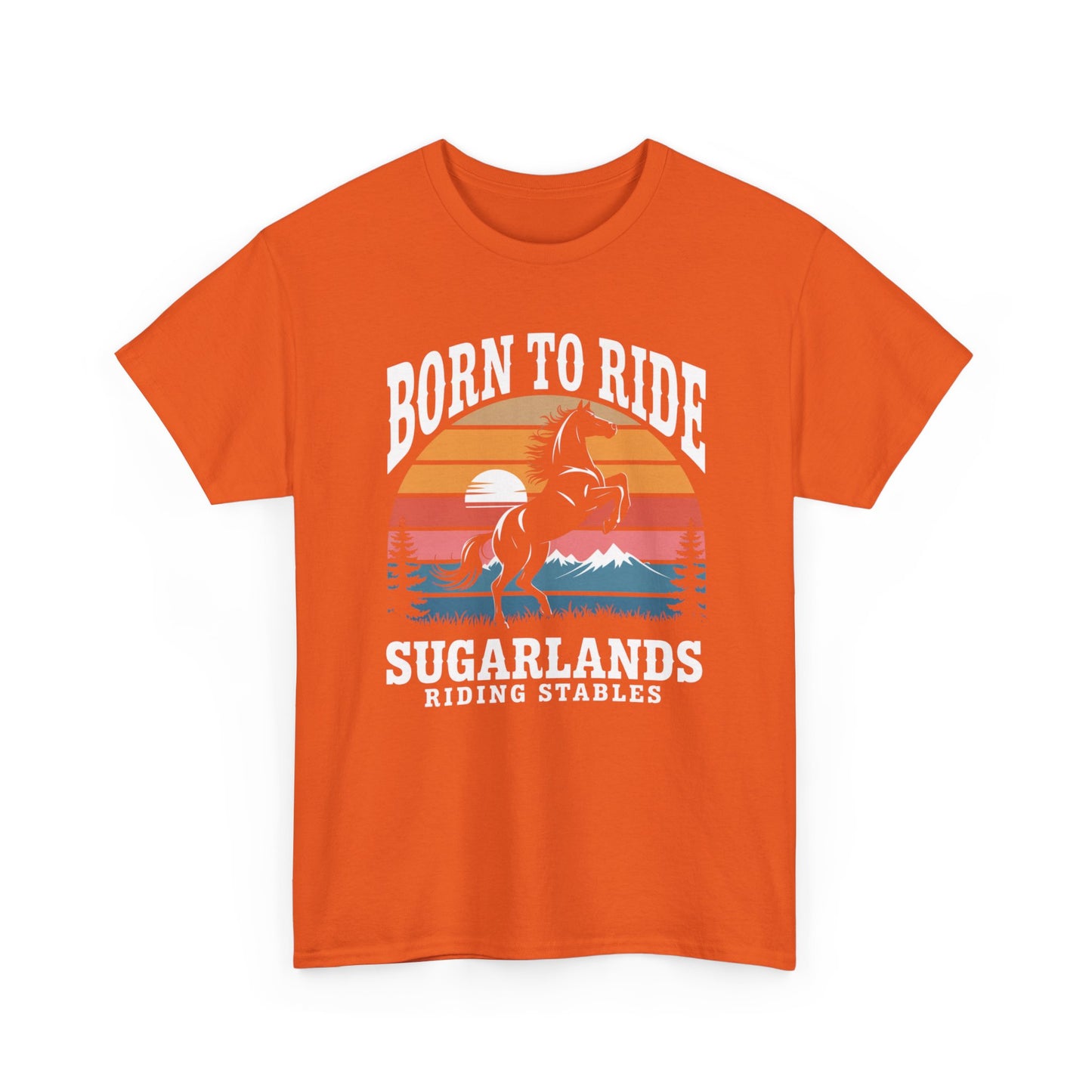 Born to Ride Horse T-Shirt — Sugarlands Riding Stables Retro Sunset Tee
