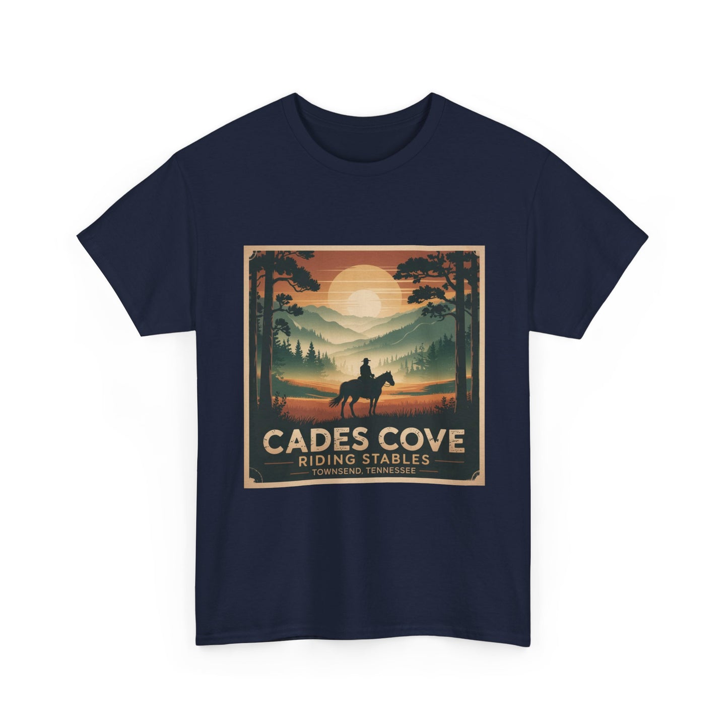 Cades Cove Riding Stables Sunset T-Shirt – Townsend Tennessee Smoky Mountains Horseback Tee