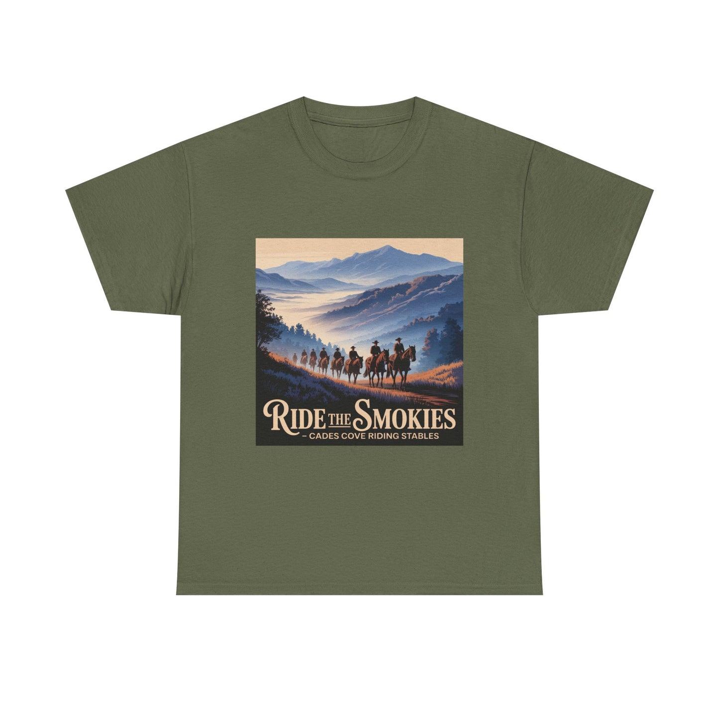 Ride the Smokies T-Shirt – Cades Cove Riding Stables Smoky Mountains Horseback Riding Tee
