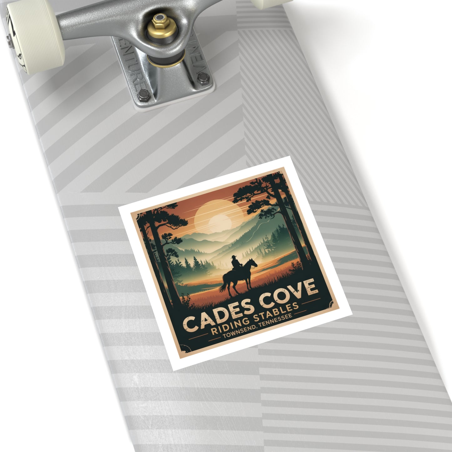Cades Cove Riding Stables Sunset Sticker – Townsend Tennessee Smoky Mountains Souvenir Decal