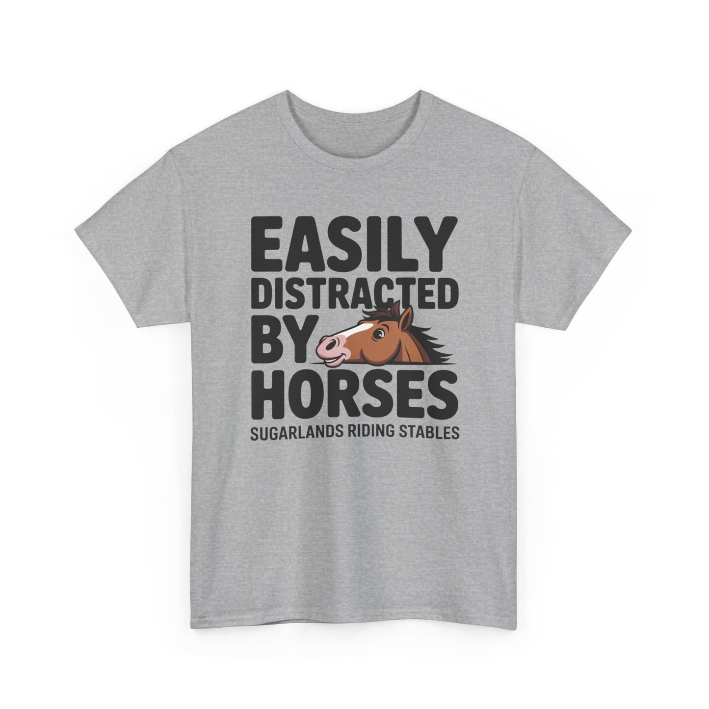 Easily Distracted by Horses T‑Shirt — Funny Equestrian Tee for Horse Lovers