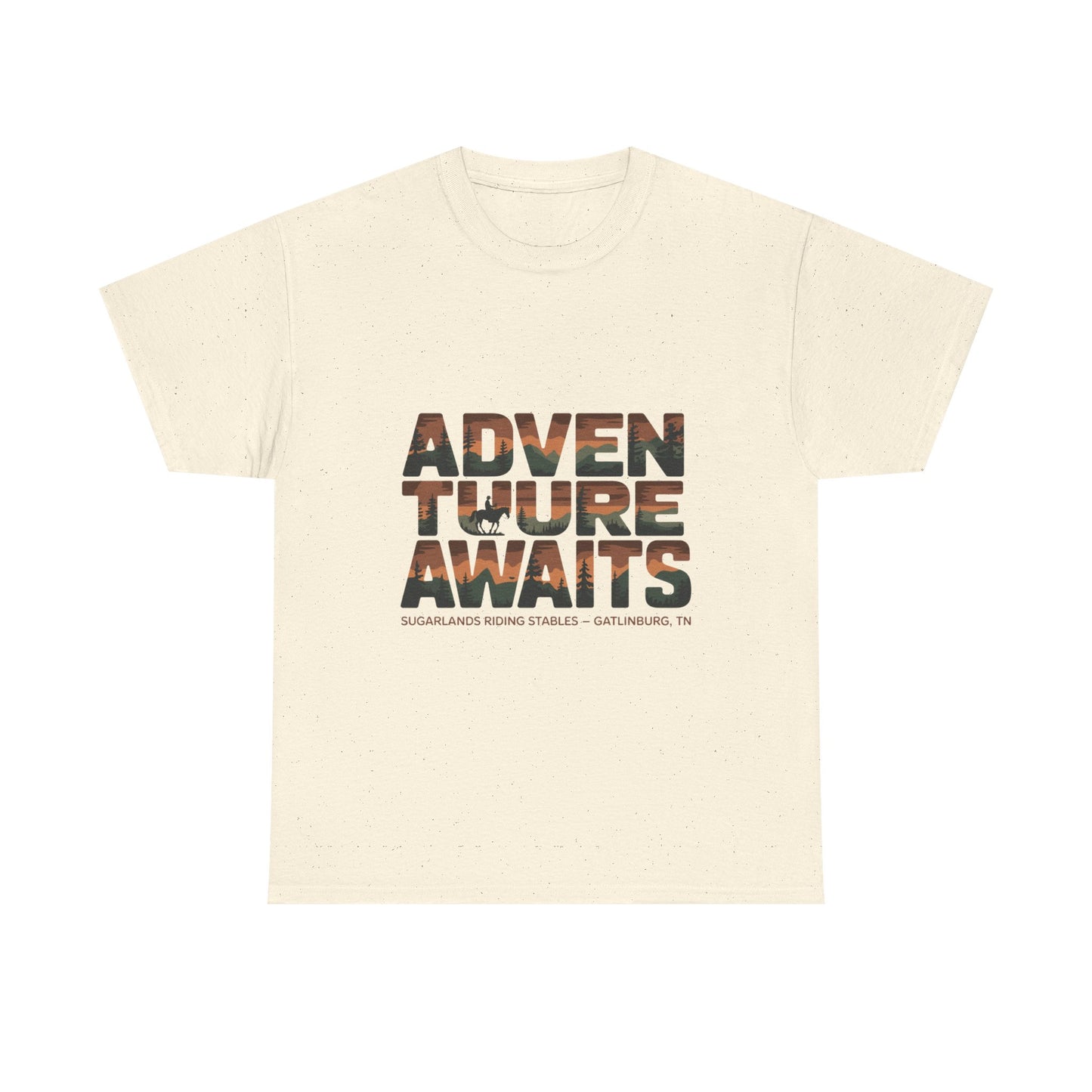 Adventure Awaits T-Shirt – Sugarlands Riding Stables Gatlinburg Smoky Mountains Outdoor Tee