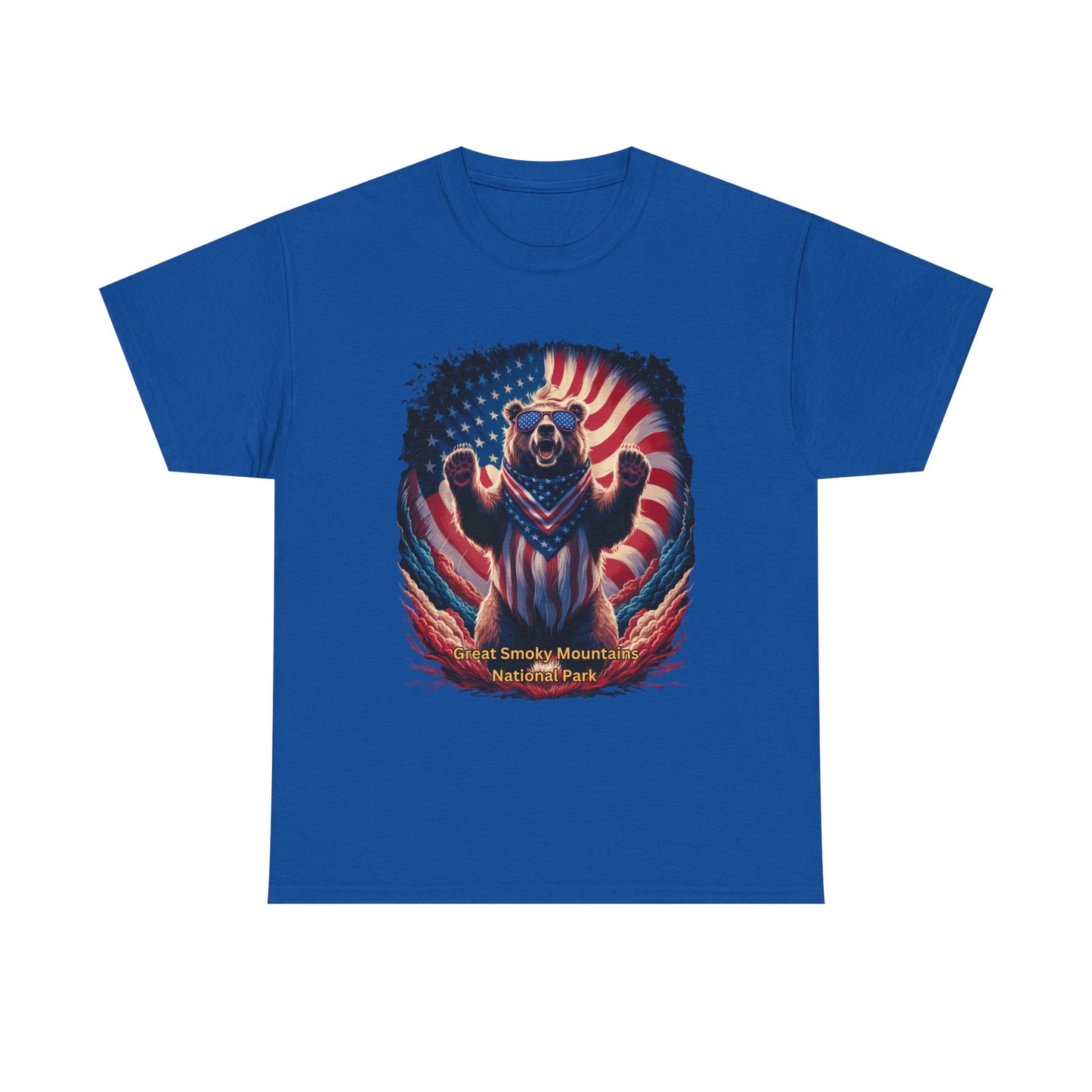 Great Smoky Mountains National Park 4th of July Bear Unisex Heavy Cotton Tee