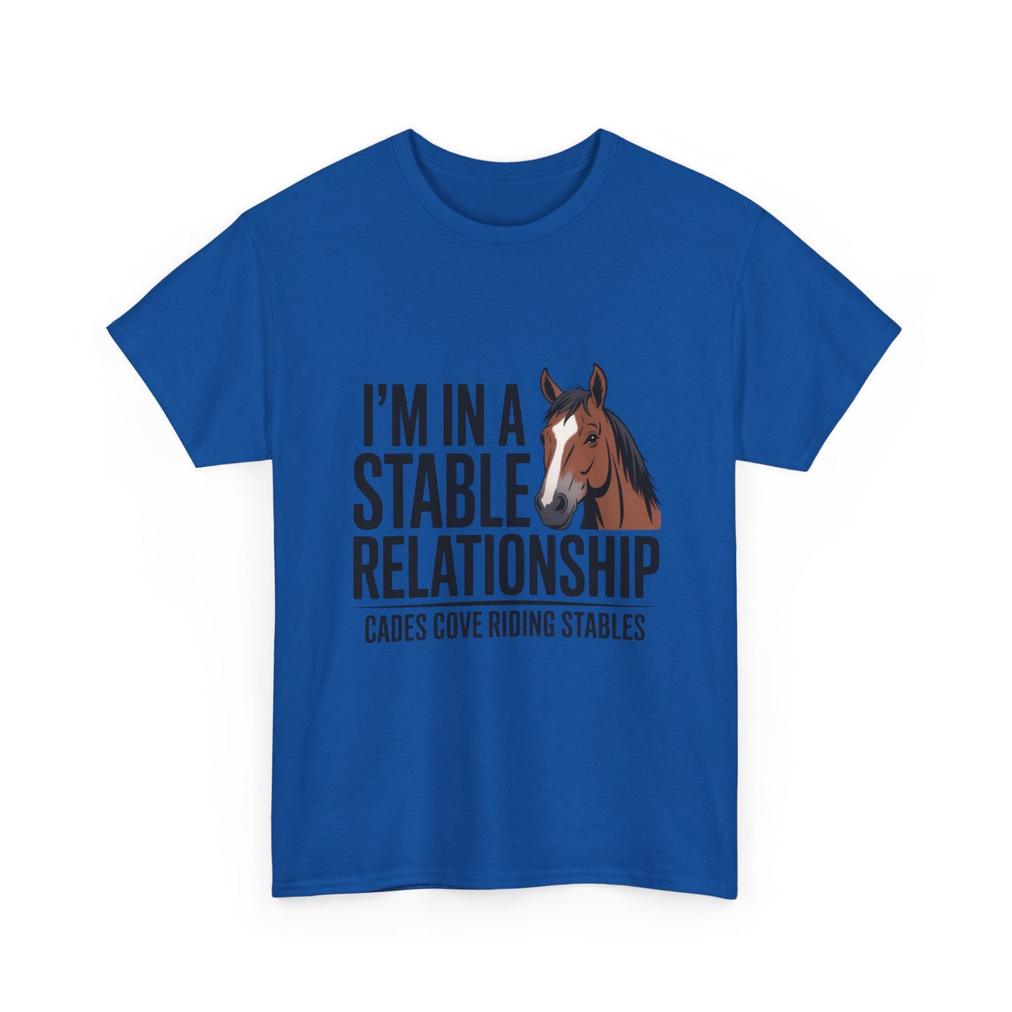 I’m in a Stable Relationship T-Shirt – Funny Horse Lover Tee | Cades Cove Riding Stables