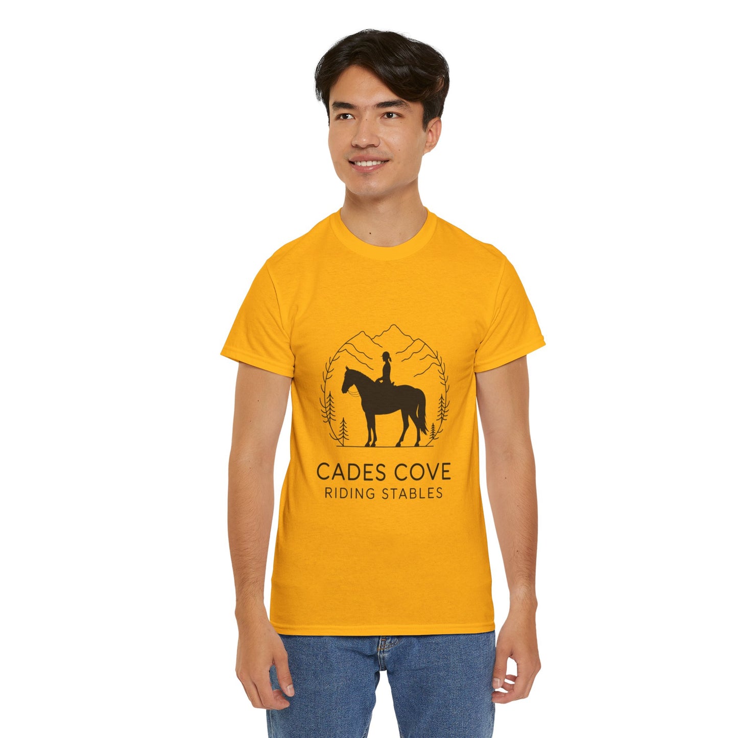 Cades Cove Riding Stables Minimalist T-Shirt – Smoky Mountains Horseback Silhouette Tee