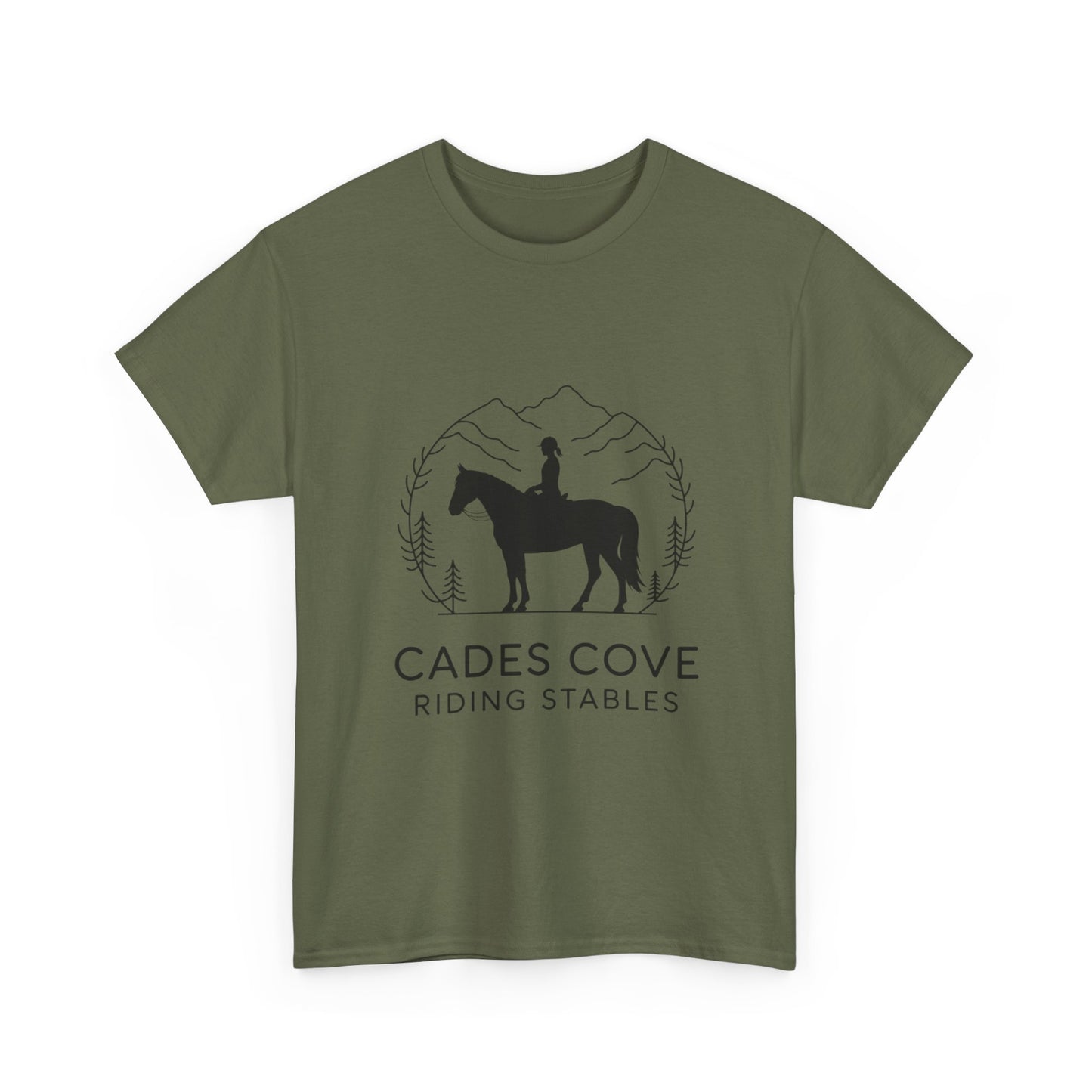 Cades Cove Riding Stables Minimalist T-Shirt – Smoky Mountains Horseback Silhouette Tee