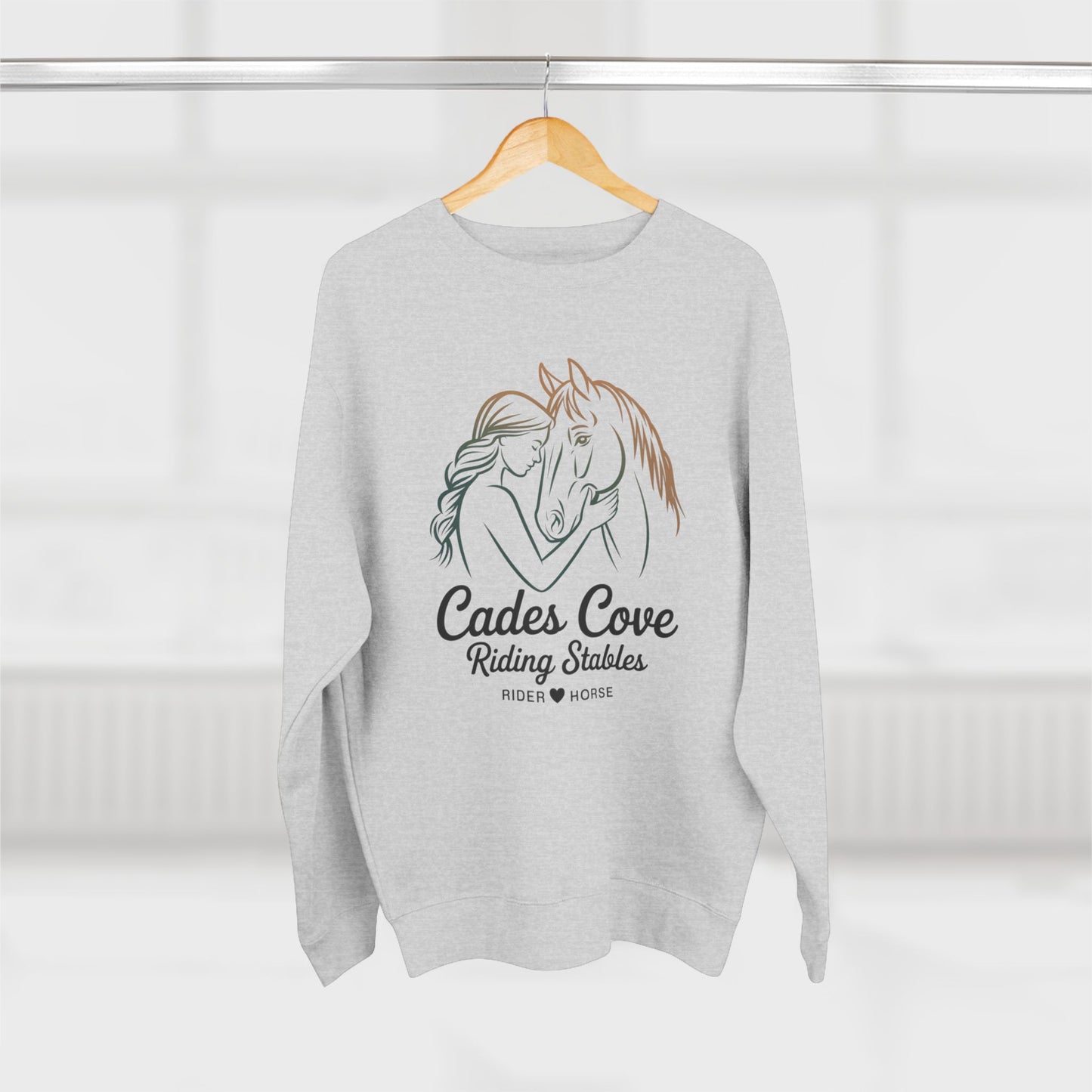 Cades Cove Gentle Connection – Rider & Horse Silhouette Unisex Crewneck Sweatshirt