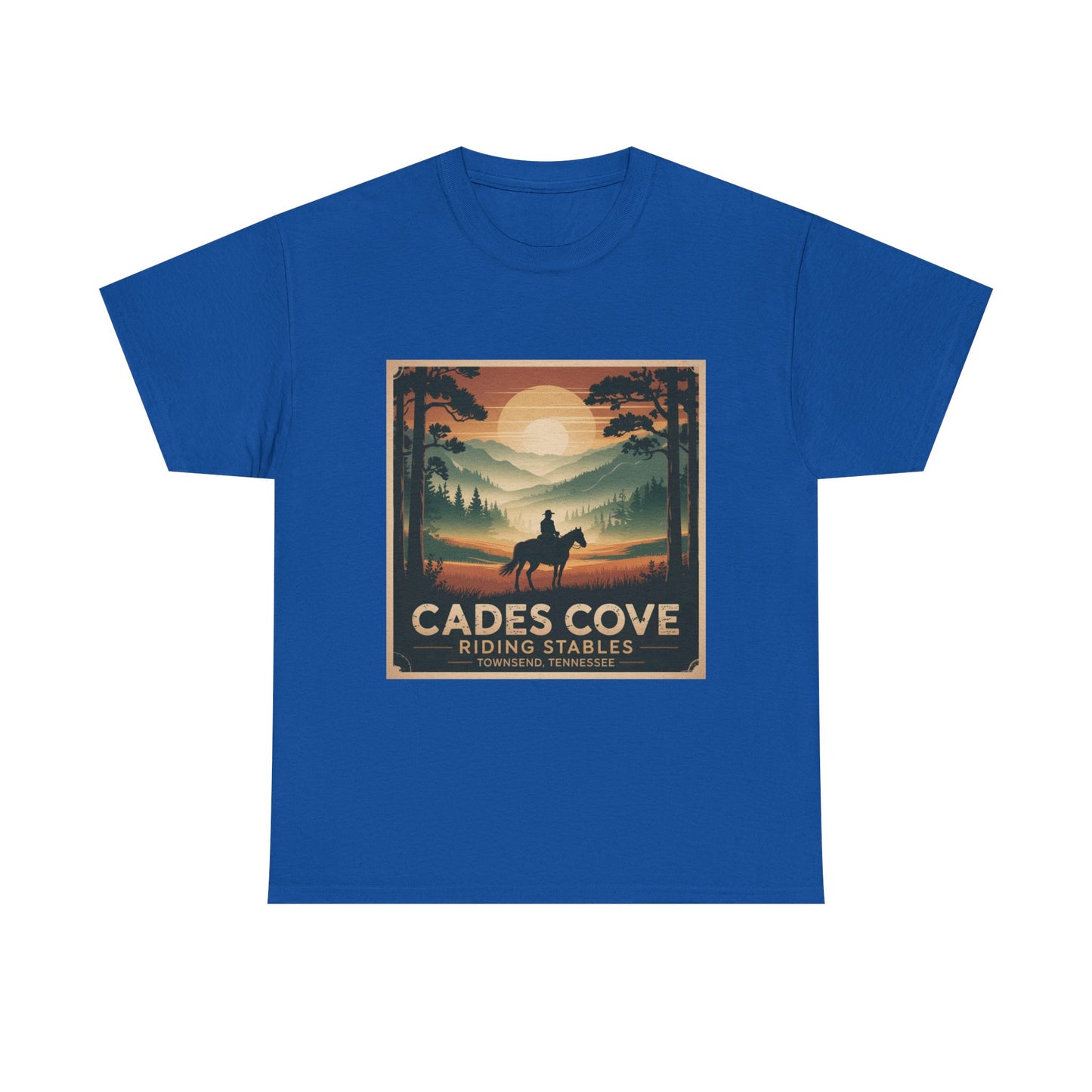 Cades Cove Riding Stables Sunset T-Shirt – Townsend Tennessee Smoky Mountains Horseback Tee