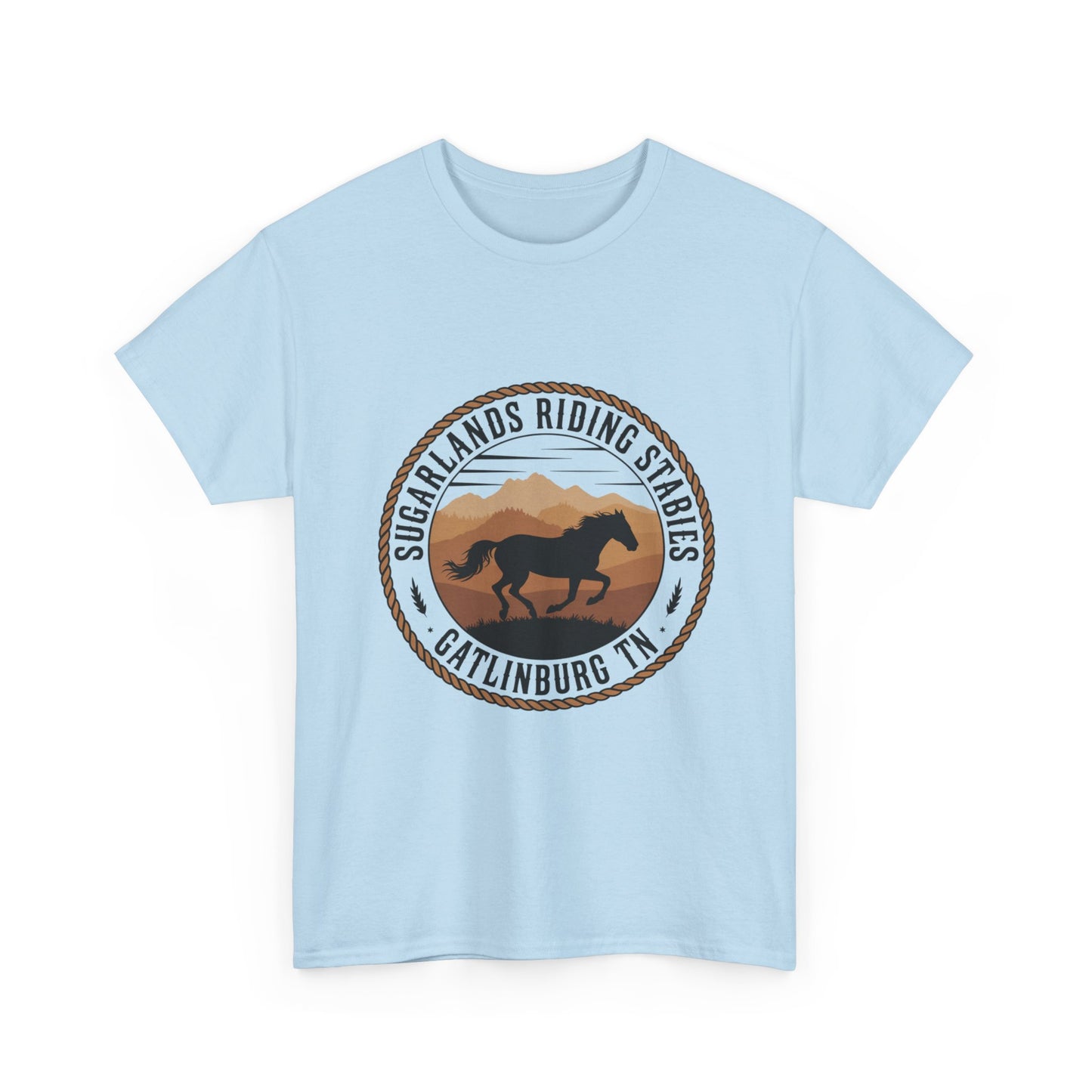 Sugarlands Riding Stables T-Shirt – Gatlinburg Tennessee Running Horse Western Emblem Tee