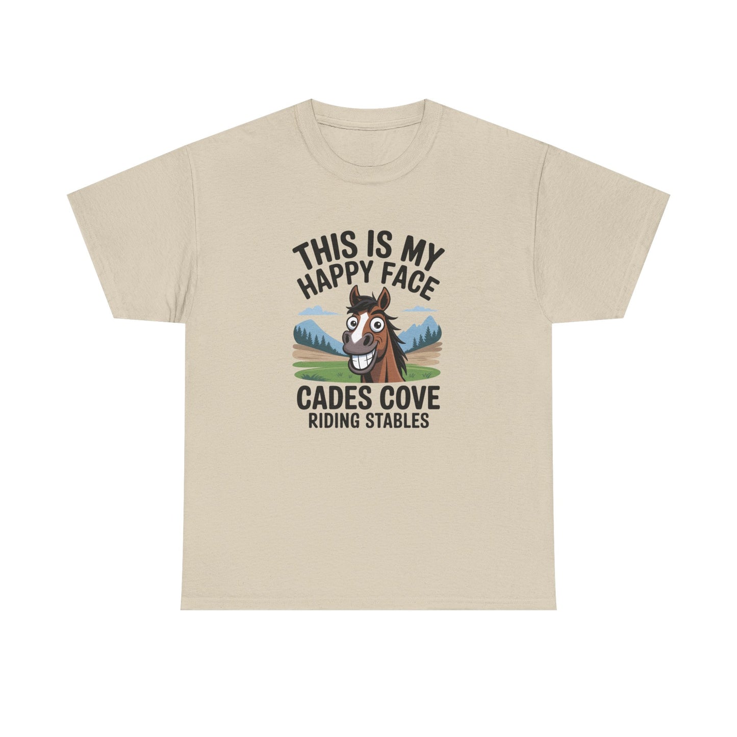This Is My Happy Face Cades Cove Riding Stables T-Shirt – Funny Adult Horse Tee