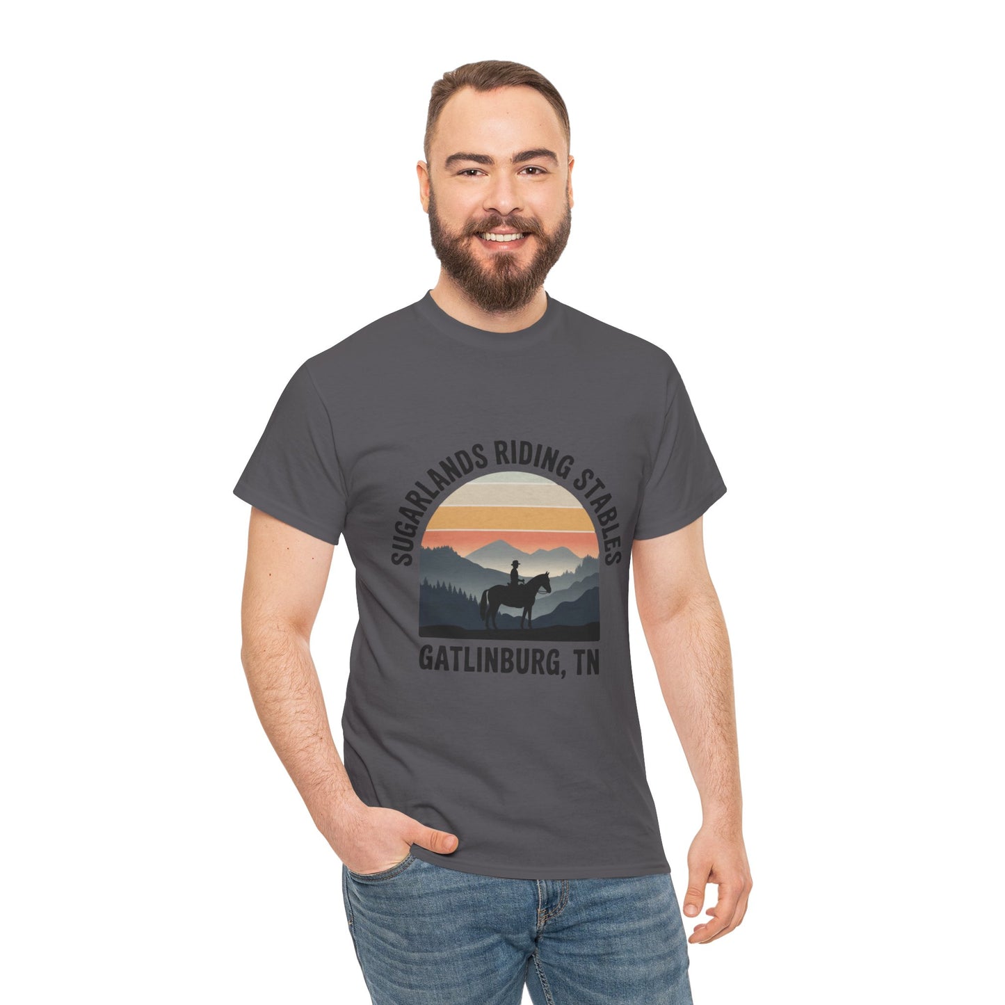Sugarlands Riding Stables T-Shirt – Gatlinburg Tennessee Sunset Horizon Smoky Mountains Tee
