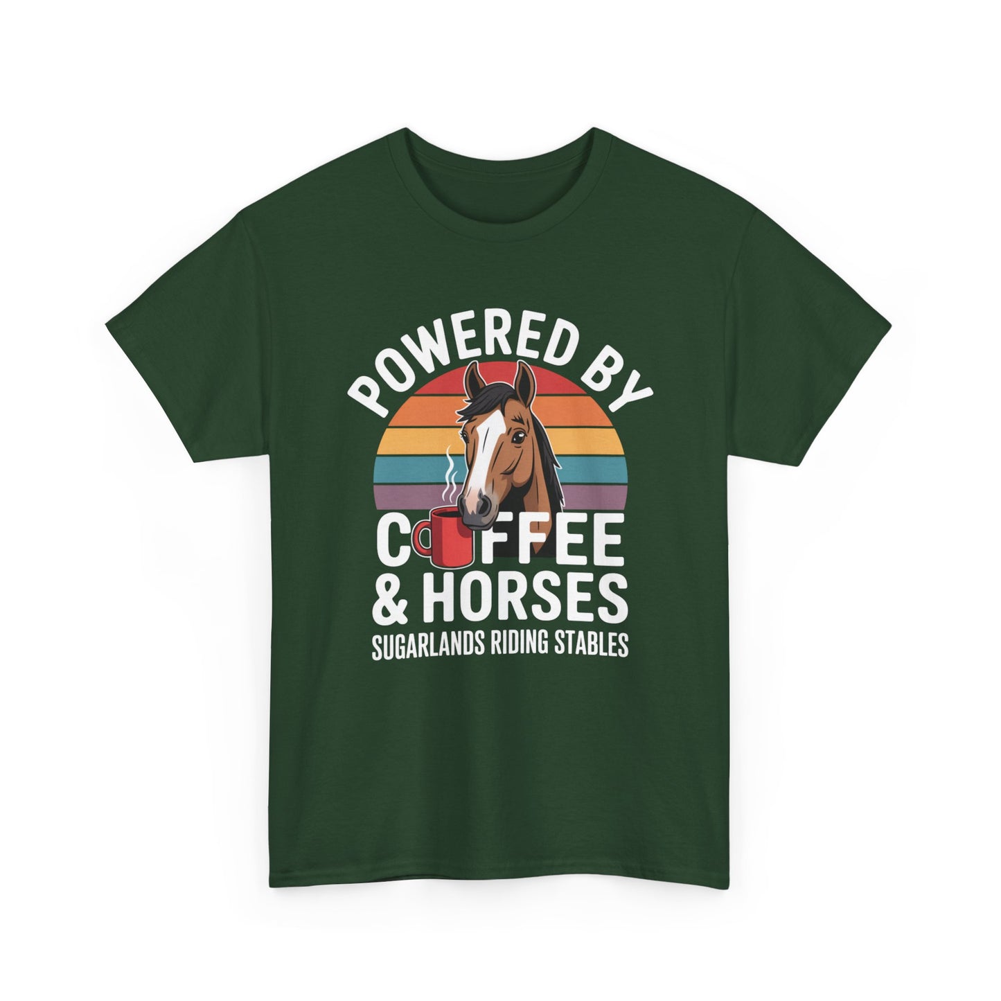 Powered by Coffee & Horses T-Shirt — Horse Mom Equestrian Riding Tee