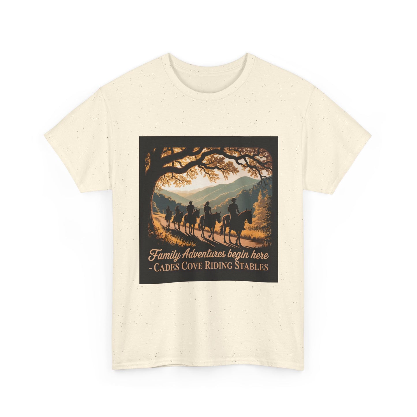 Family Horseback Adventures at Cades Cove Riding Stables T-Shirt – Smoky Mountains Souvenir Tee