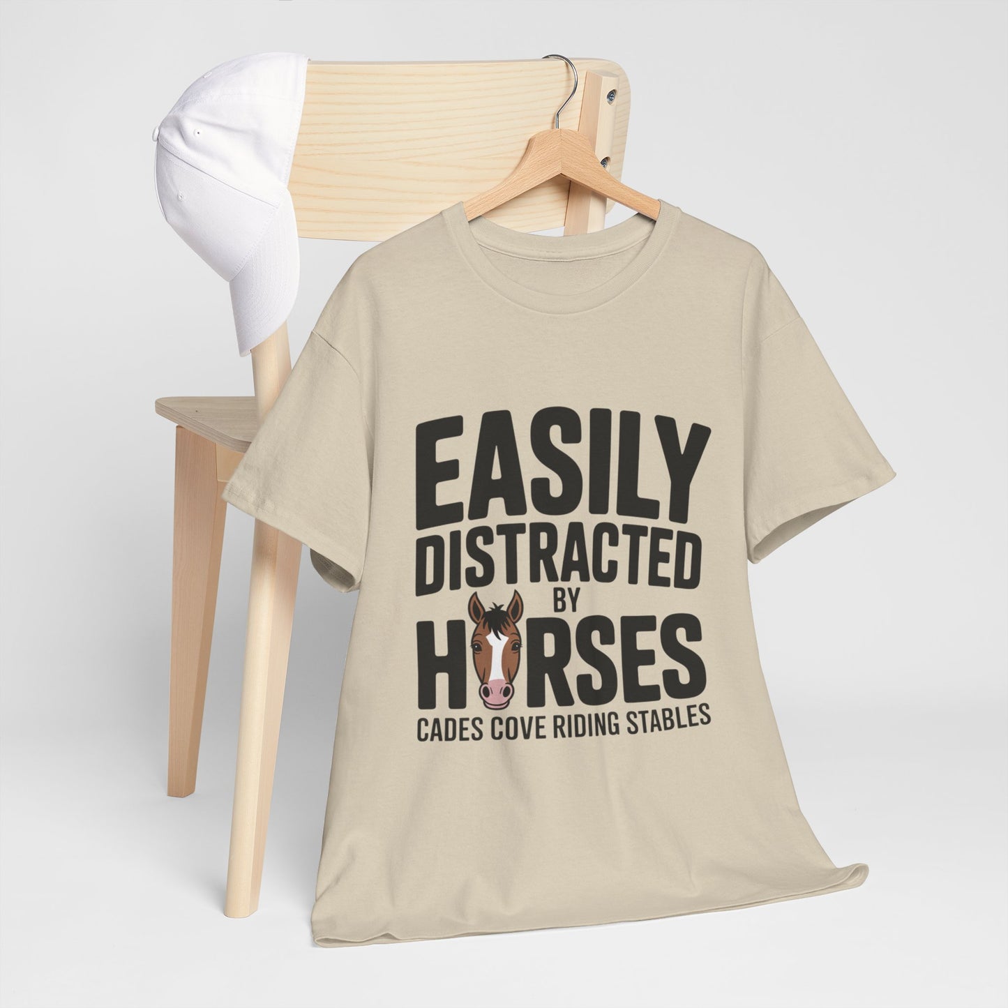 Easily Distracted by Horses T-Shirt – Funny Horse Lover Tee | Cades Cove Riding Stables