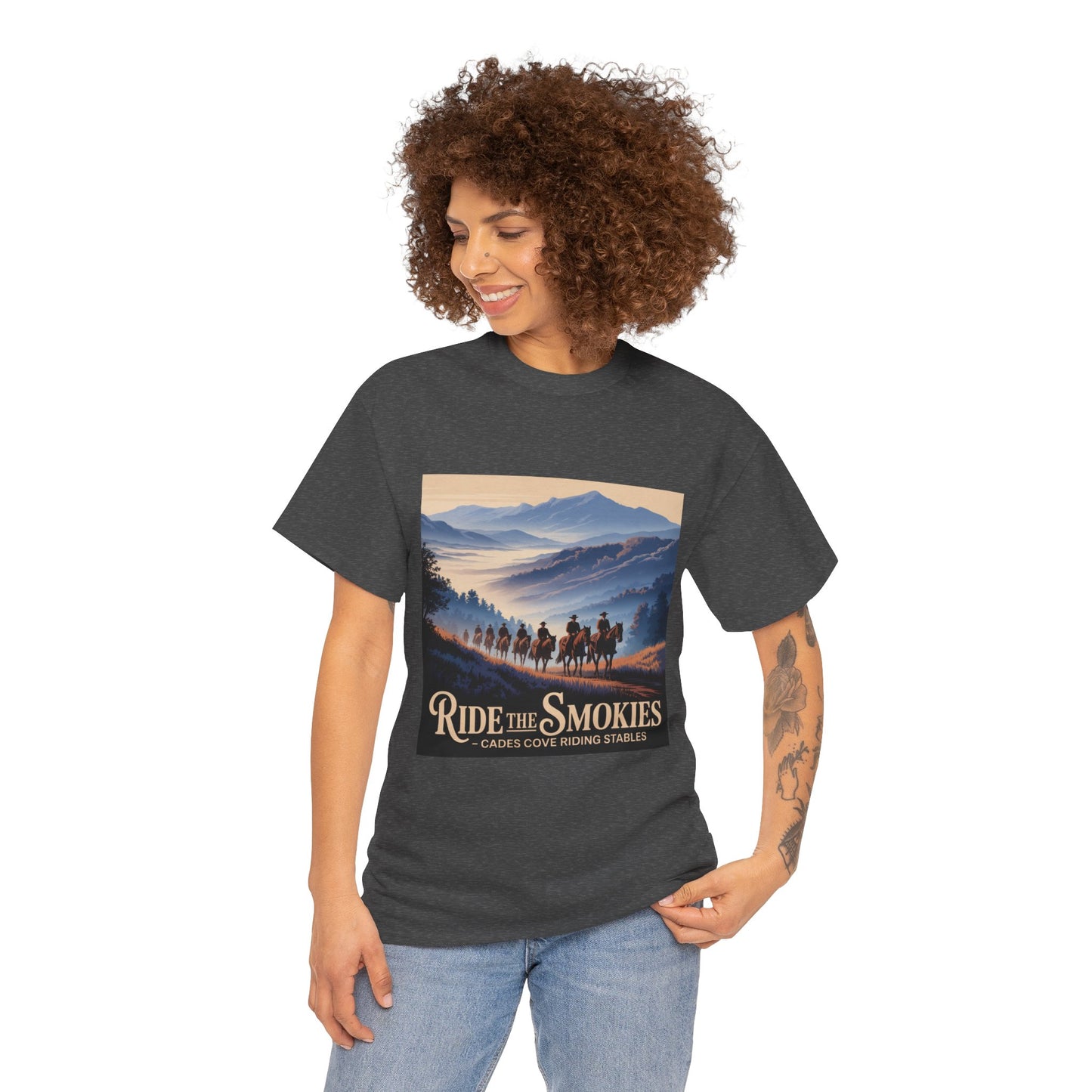 Ride the Smokies T-Shirt – Cades Cove Riding Stables Smoky Mountains Horseback Riding Tee