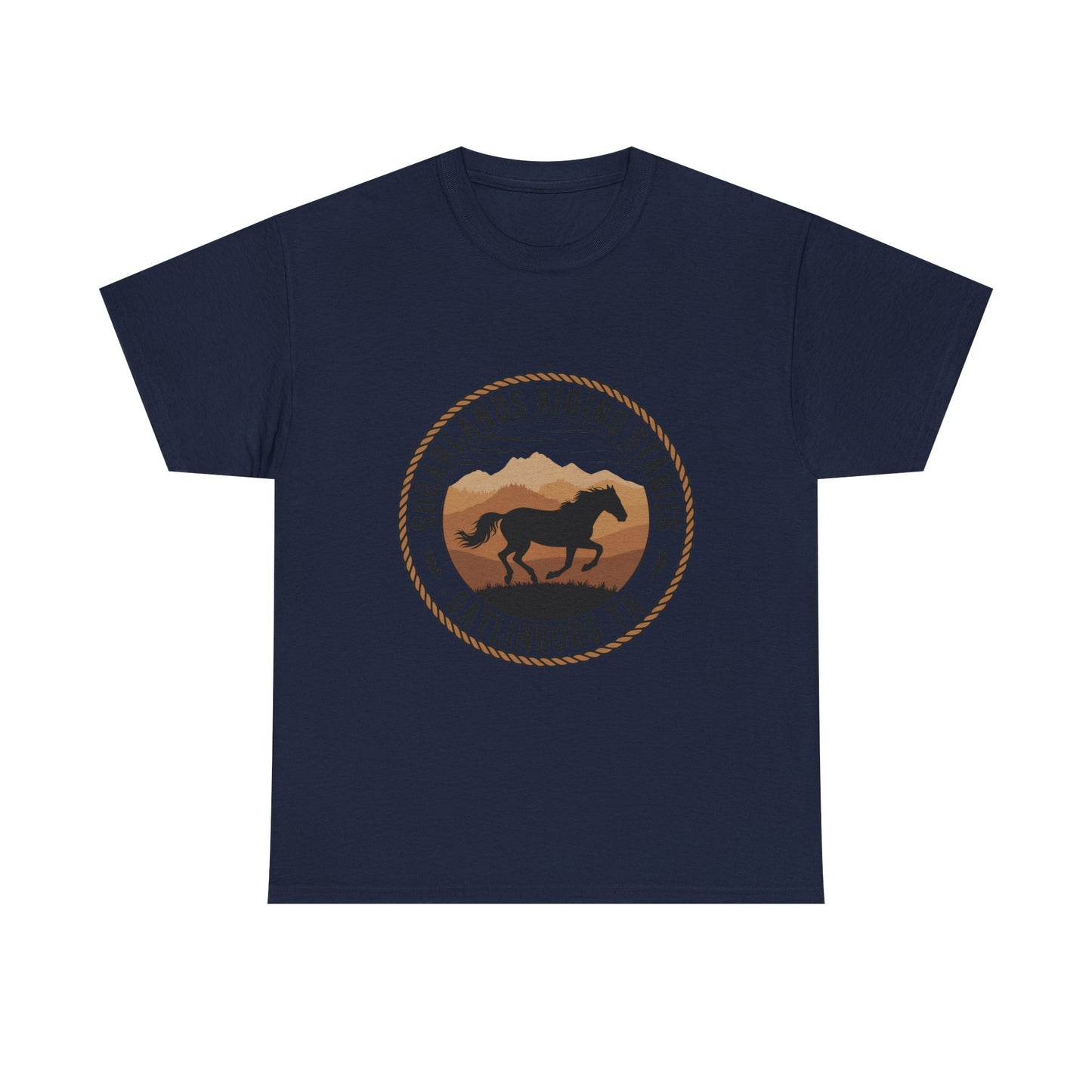 Sugarlands Riding Stables T-Shirt – Gatlinburg Tennessee Running Horse Western Emblem Tee