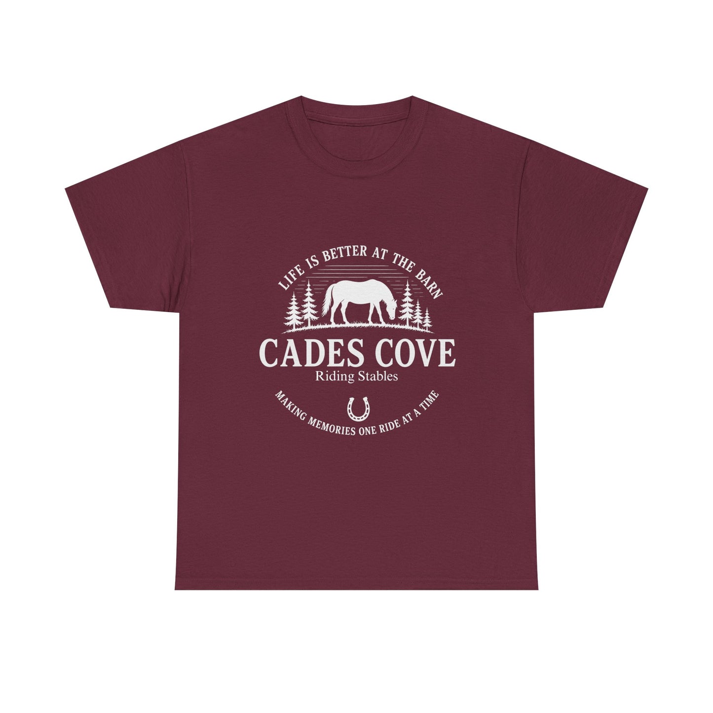 Cades Cove Riding Stables Life Is Better at the Barn T-Shirt – Adult Horse Lover Tee