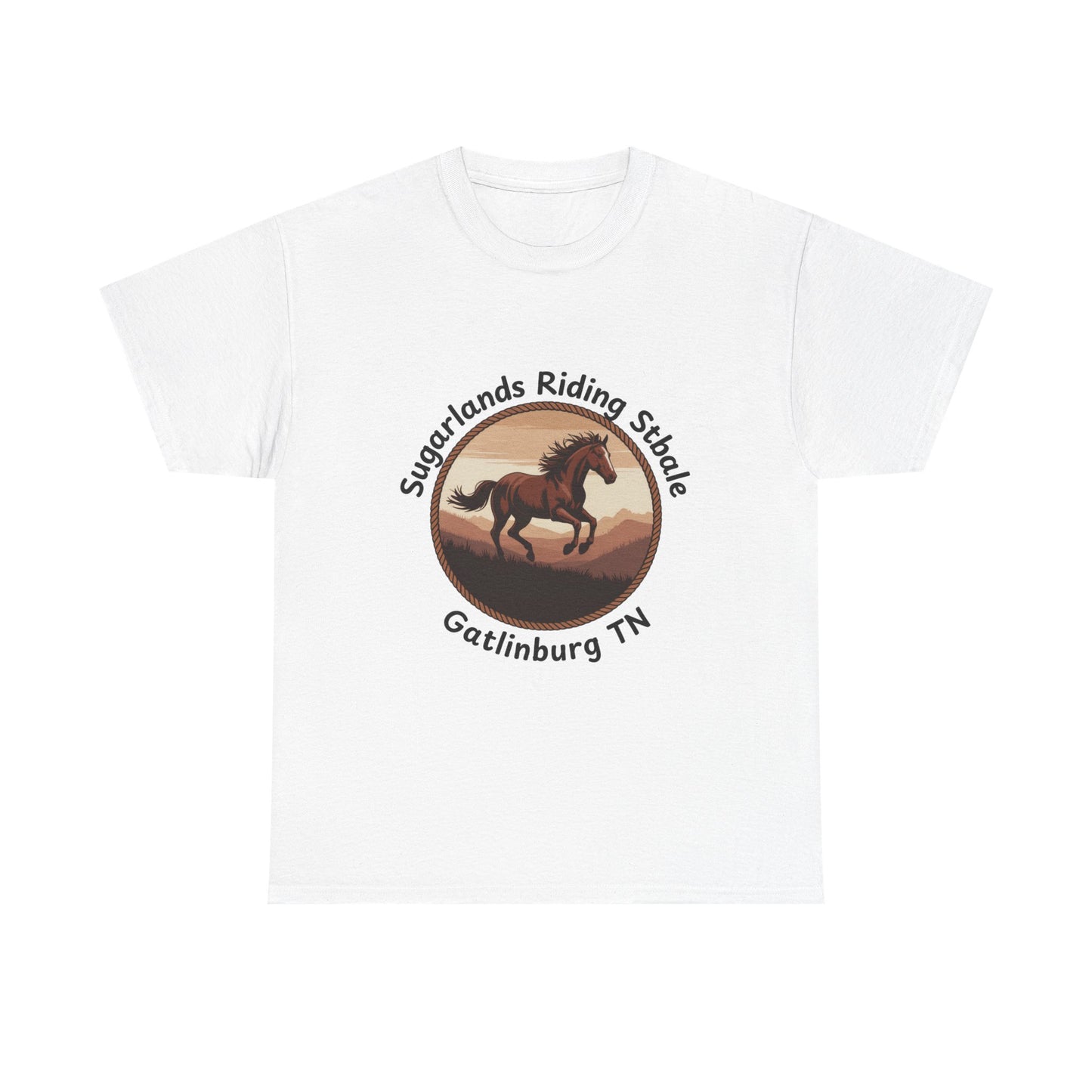 Running Horse T-Shirt – Sugarlands Riding Stables Gatlinburg Tennessee Western Sunset Tee