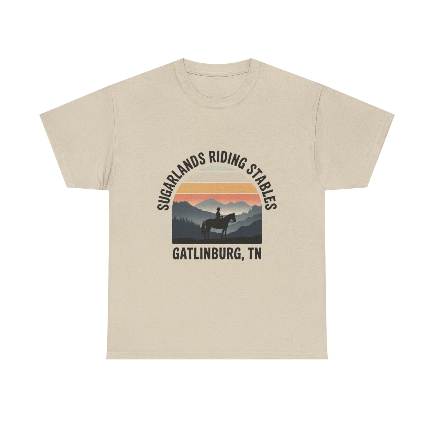 Sugarlands Riding Stables T-Shirt – Gatlinburg Tennessee Sunset Horizon Smoky Mountains Tee
