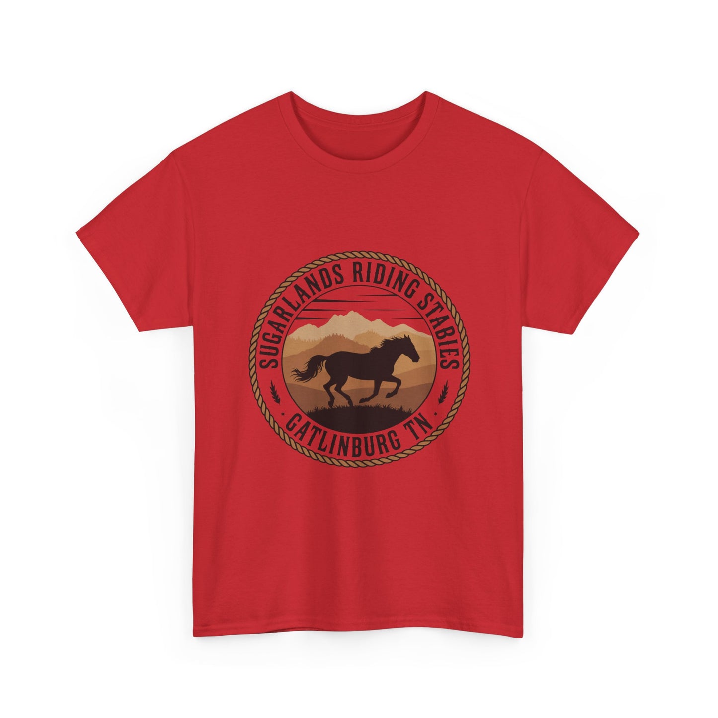 Sugarlands Riding Stables T-Shirt – Gatlinburg Tennessee Running Horse Western Emblem Tee