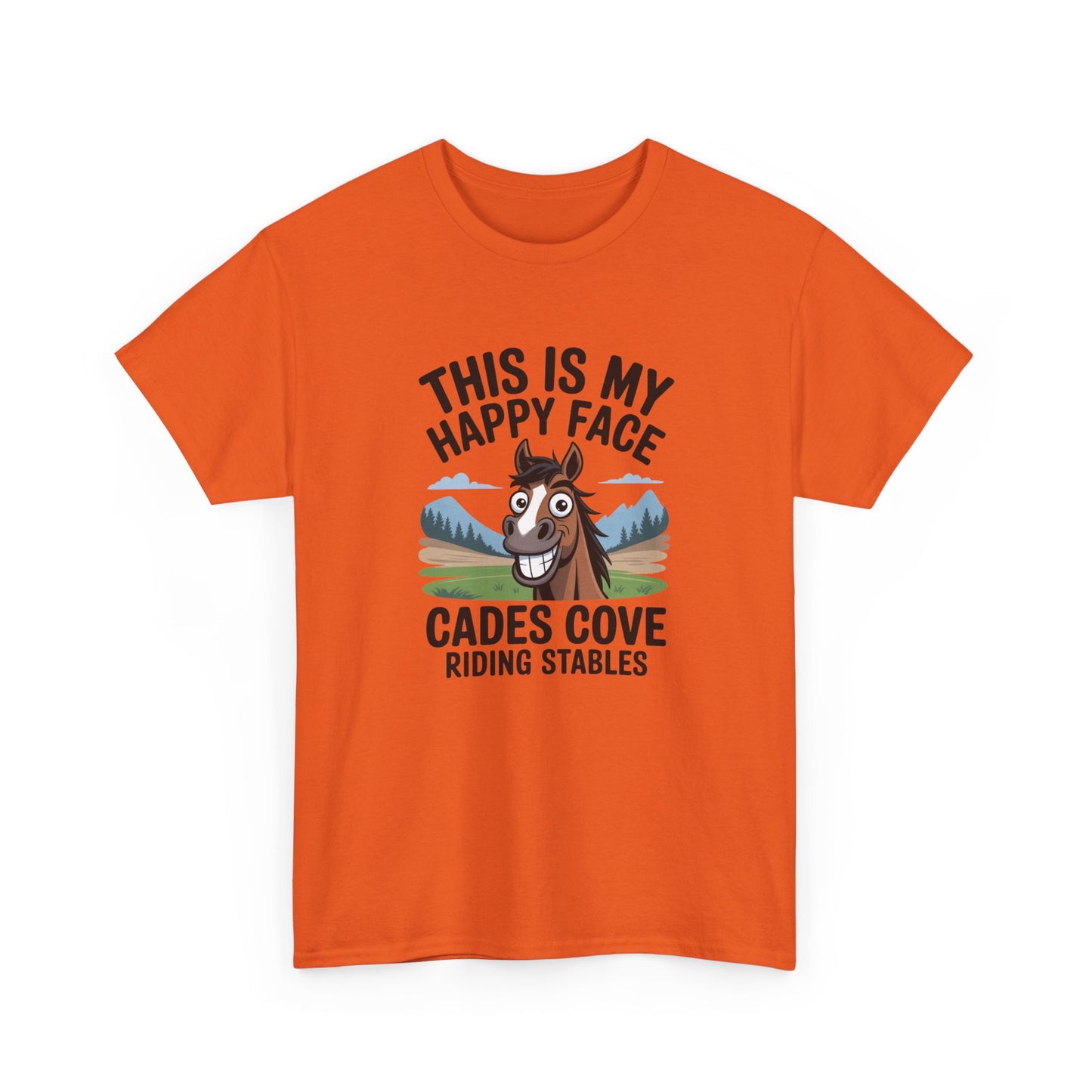 This Is My Happy Face Cades Cove Riding Stables T-Shirt – Funny Adult Horse Tee