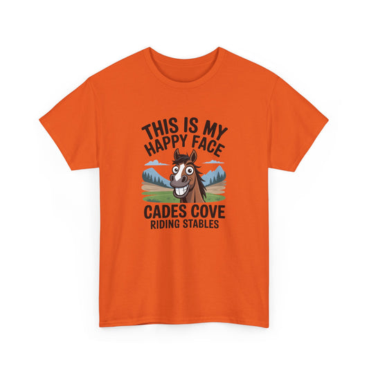 This Is My Happy Face Cades Cove Riding Stables T-Shirt – Funny Adult Horse Tee