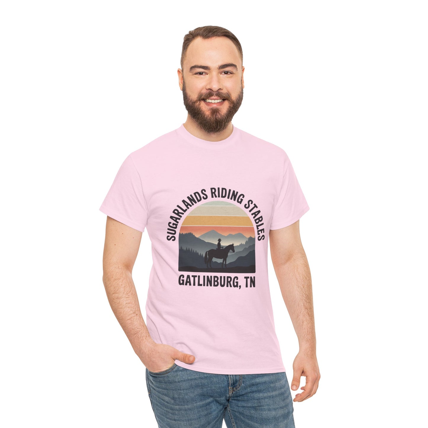Sugarlands Riding Stables T-Shirt – Gatlinburg Tennessee Sunset Horizon Smoky Mountains Tee