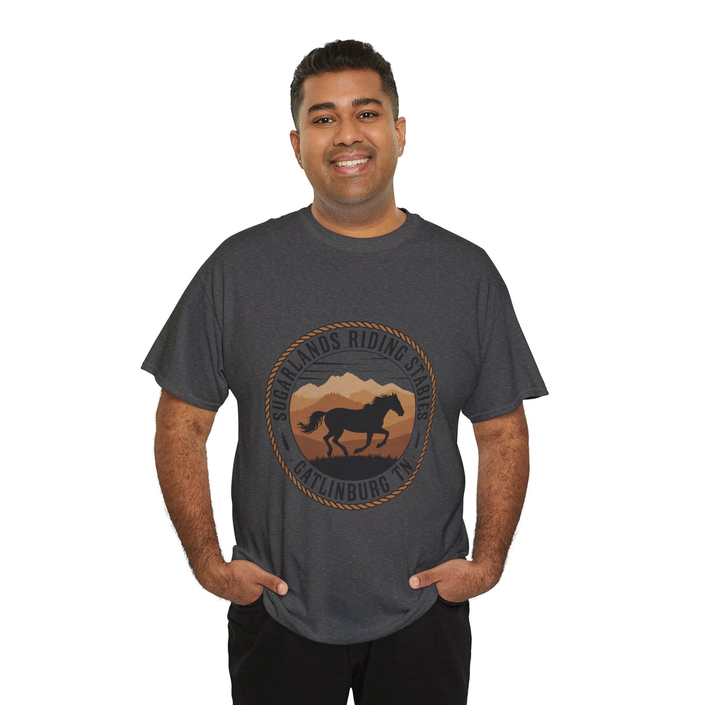 Sugarlands Riding Stables T-Shirt – Gatlinburg Tennessee Running Horse Western Emblem Tee