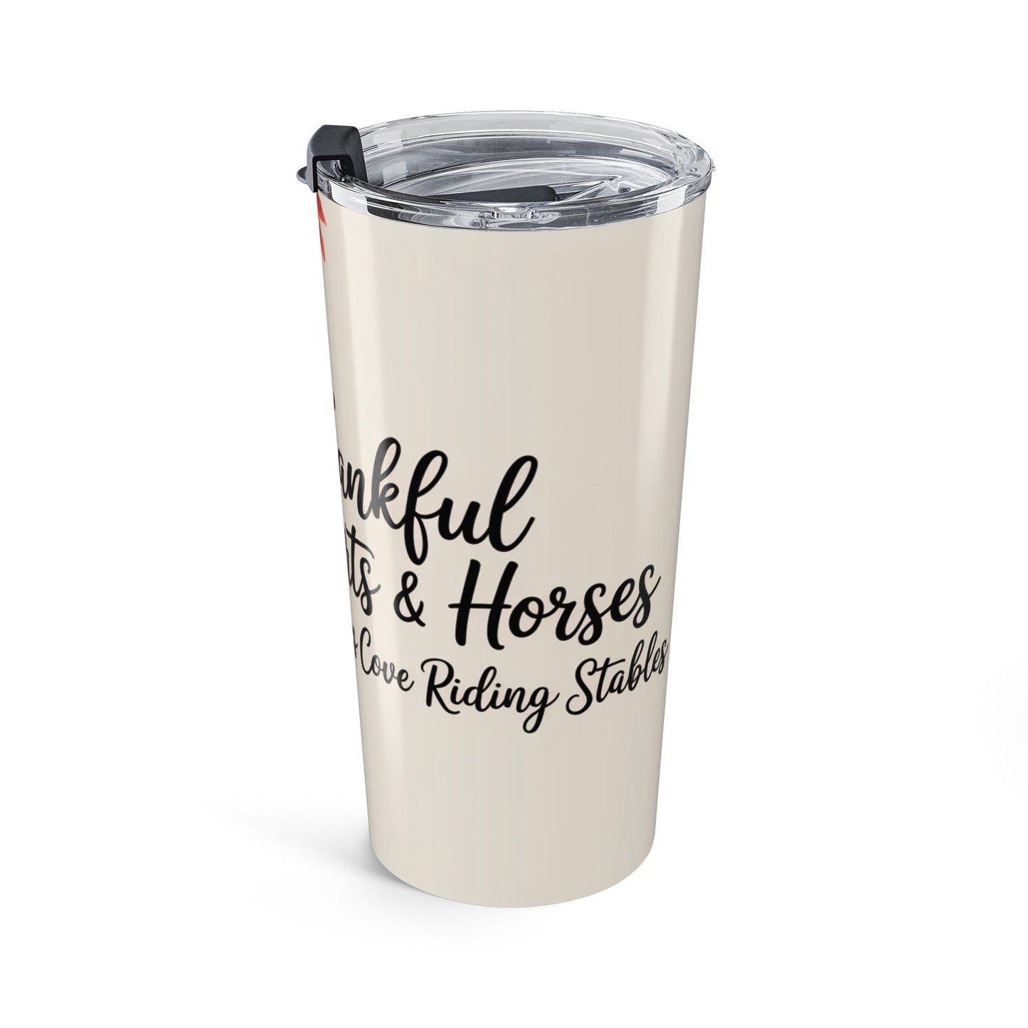Thankful Hearts & Horses 20oz Tumbler – Cades Cove Riding Stables Autumn Horse Design