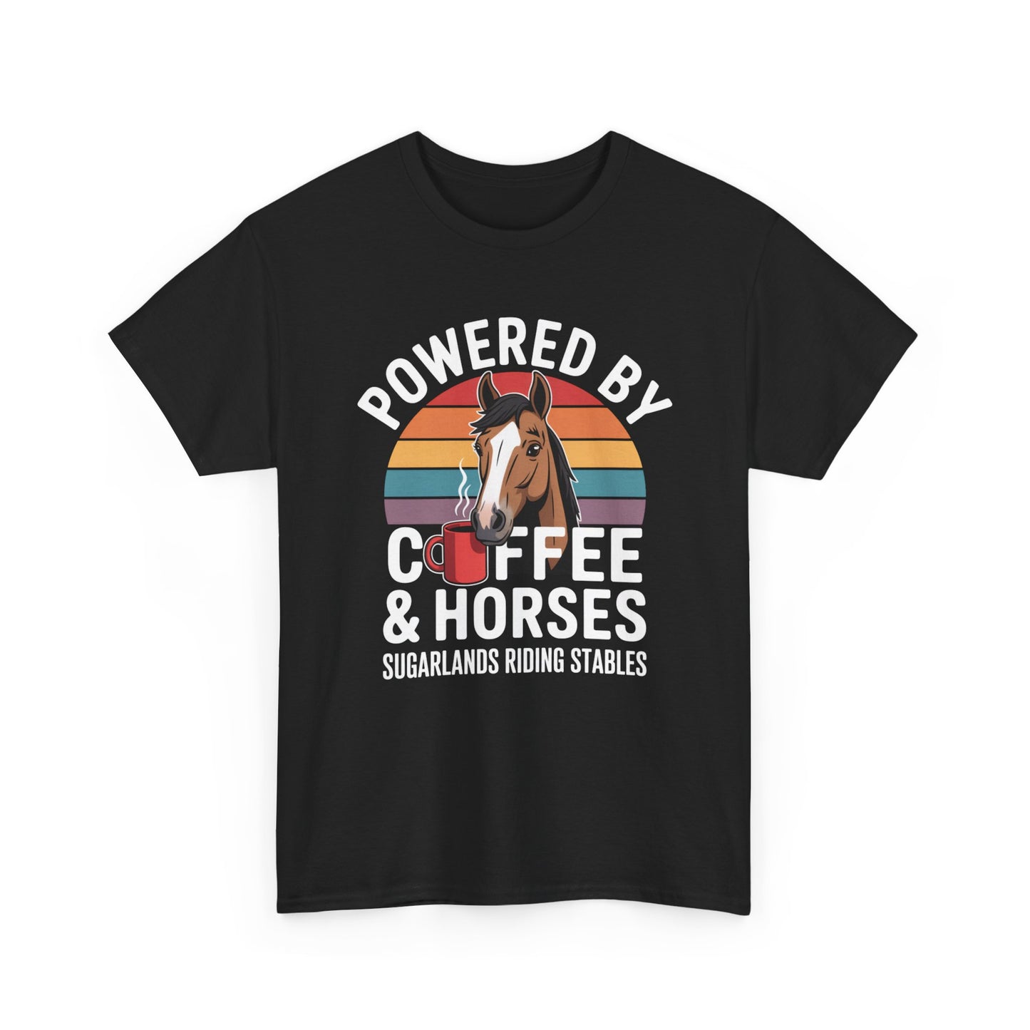 Powered by Coffee & Horses T-Shirt — Horse Mom Equestrian Riding Tee
