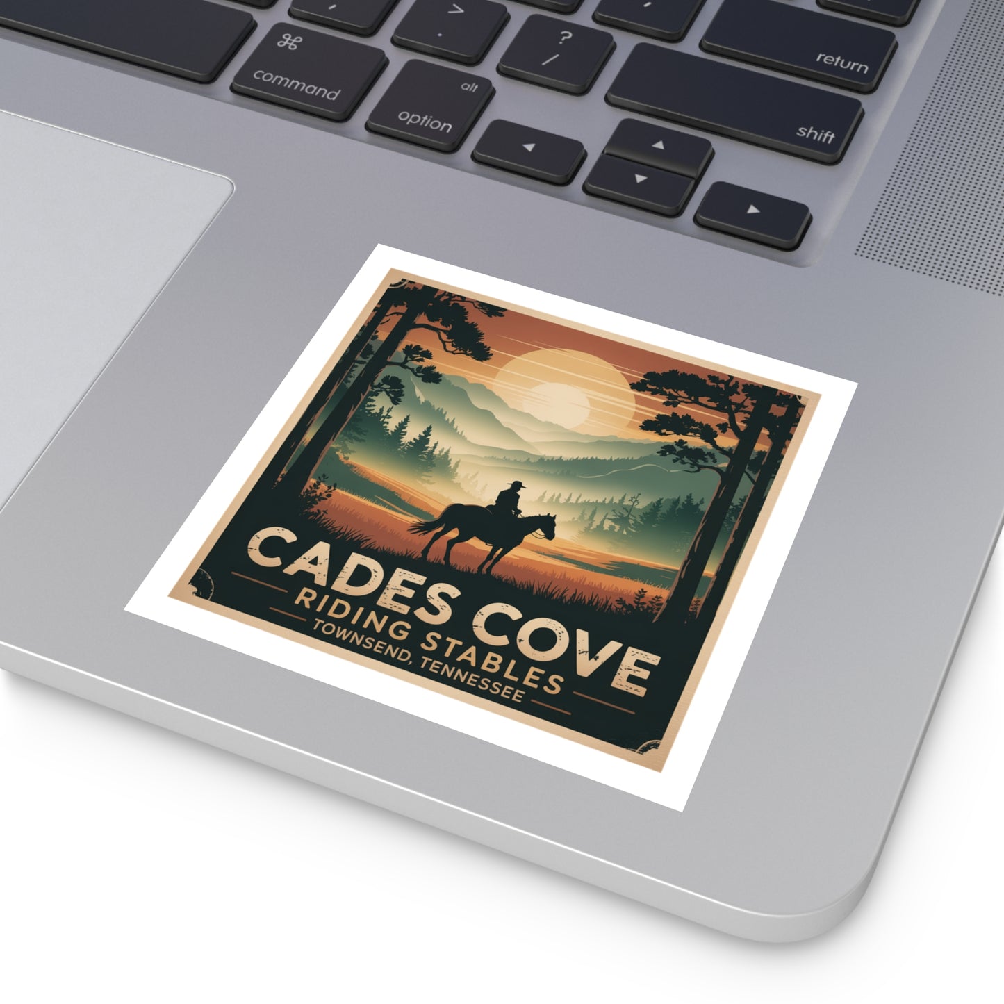 Cades Cove Riding Stables Sunset Sticker – Townsend Tennessee Smoky Mountains Souvenir Decal