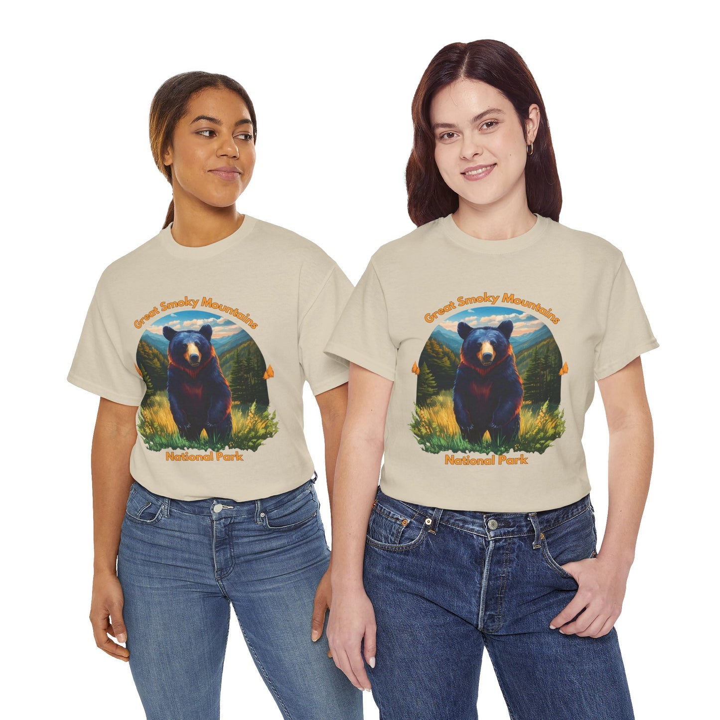 Great Smoky Mountains National Park Standing Black Bear Unisex Heavy Cotton Tee
