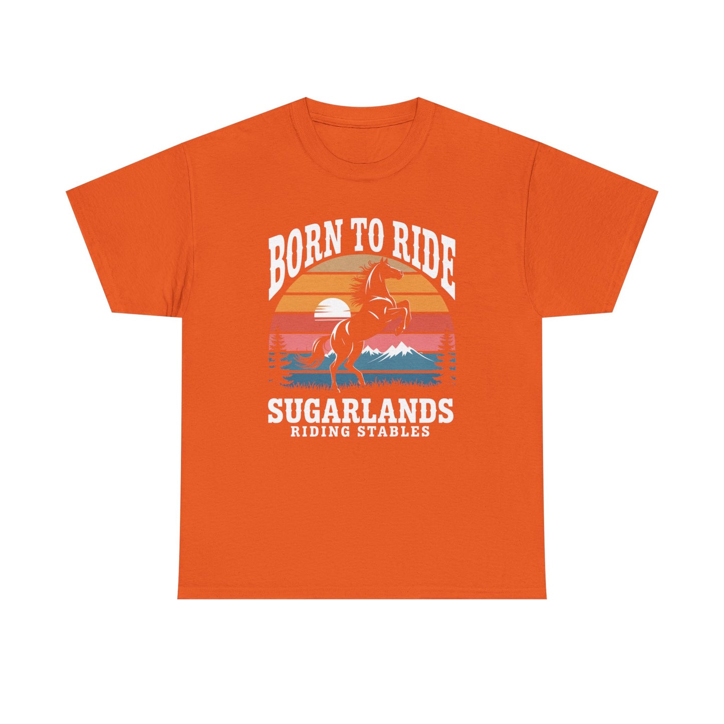 Born to Ride Horse T-Shirt — Sugarlands Riding Stables Retro Sunset Tee